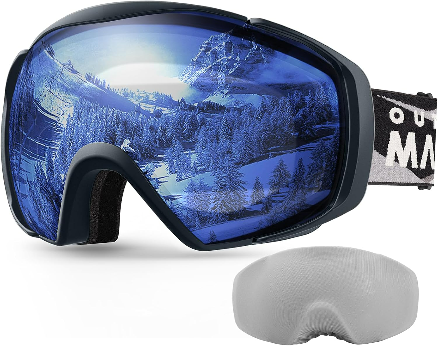 Ski Goggles with Cover Snowboard Snow Goggles OTG Anti-Fog -100% UV Protection-OM-18