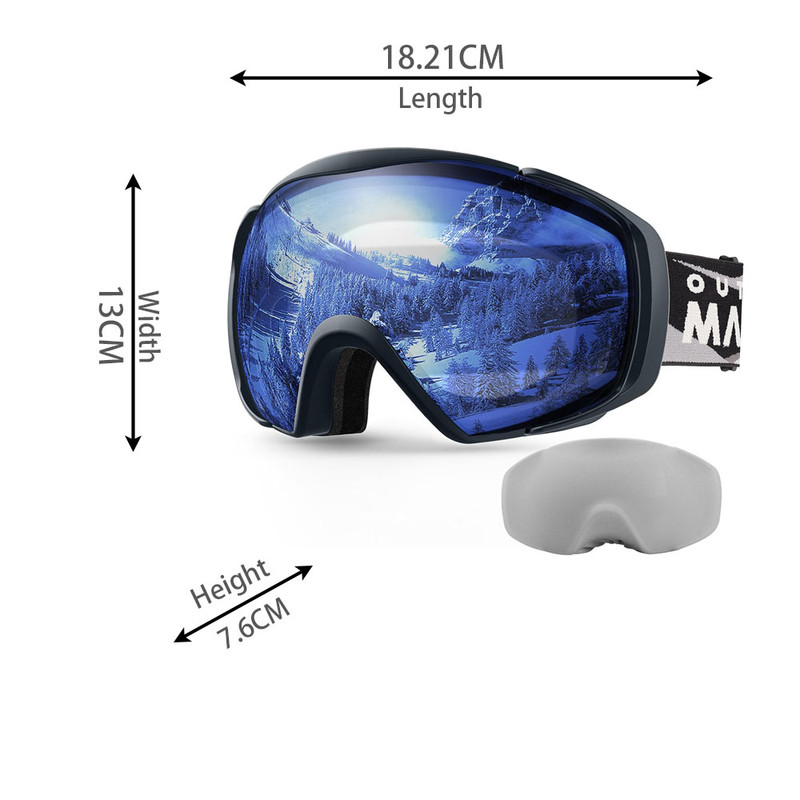 Ski Goggles with Cover Snowboard Snow Goggles OTG Anti-Fog -100% UV Protection-OM-18