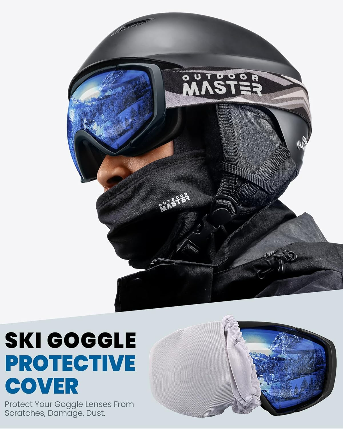 Ski Goggles with Cover Snowboard Snow Goggles OTG Anti-Fog -100% UV Protection-OM-18