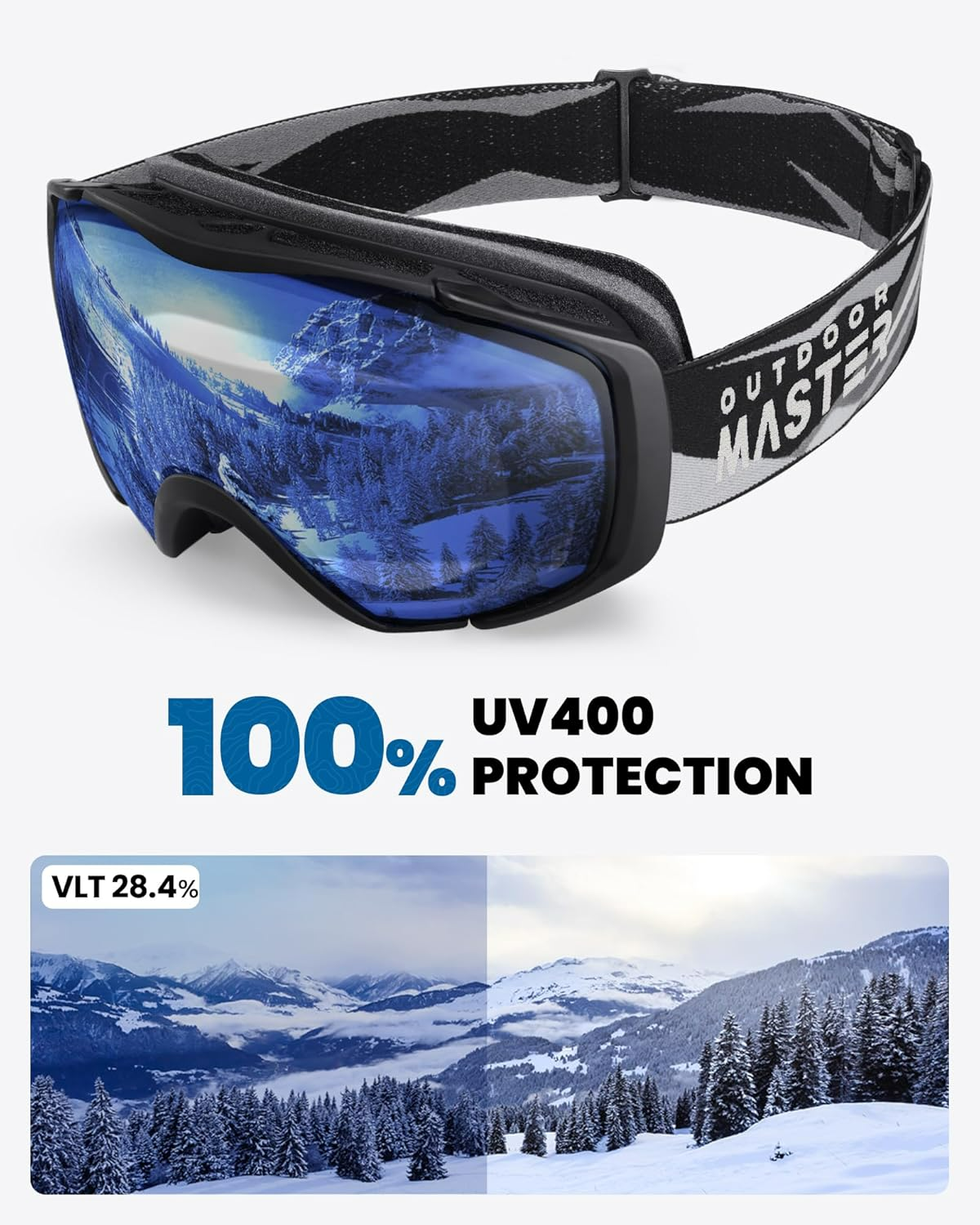Ski Goggles with Cover Snowboard Snow Goggles OTG Anti-Fog -100% UV Protection-OM-18