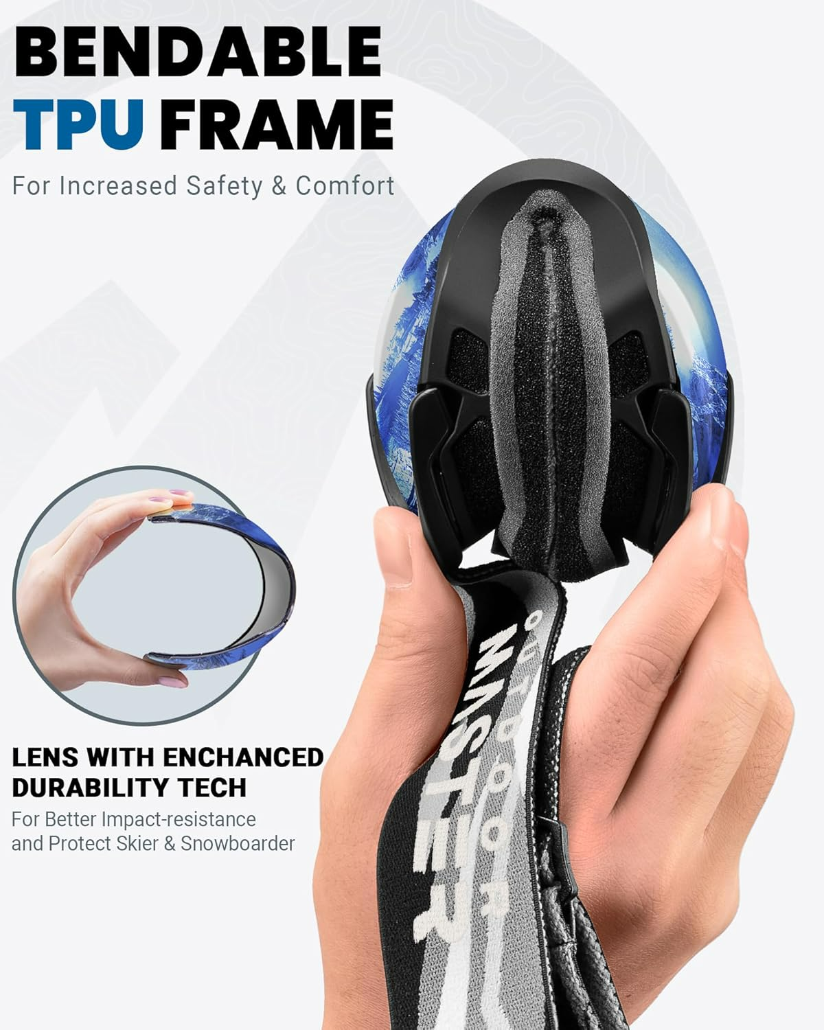 Ski Goggles with Cover Snowboard Snow Goggles OTG Anti-Fog -100% UV Protection-OM-18
