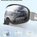 Owl Ski Goggles OTG, Snow Snowboard Goggles for Men Women Youth, Anti-Fog, 100% UV Protection-OM-72