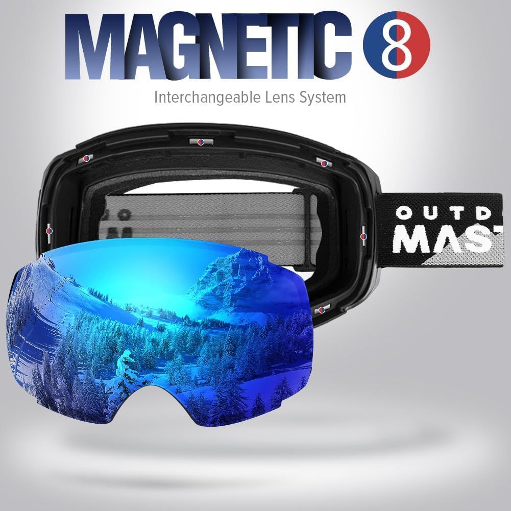 Ski Goggles PRO - Frameless, Interchangeable Lens 100% UV400 Protection Snow Goggles for Men & Women-OM-2