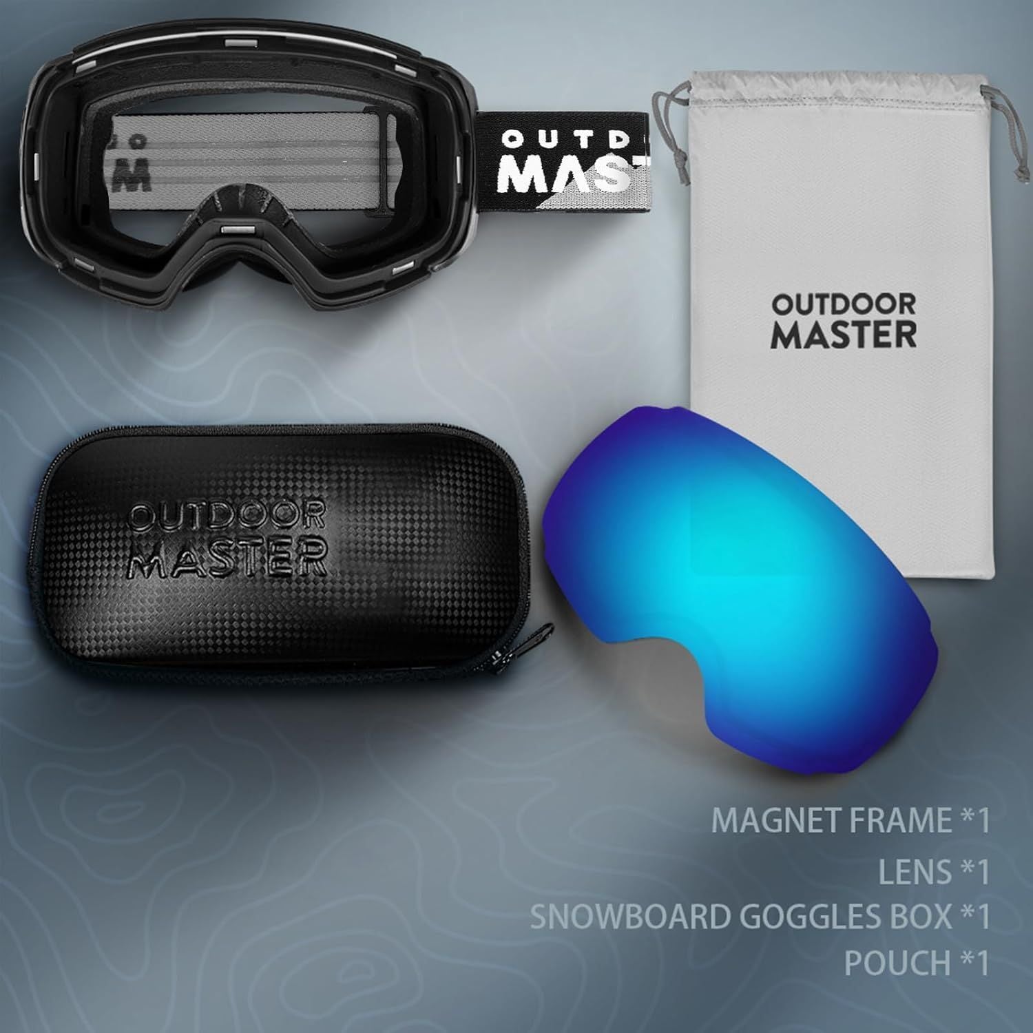 Ski Goggles PRO - Frameless, Interchangeable Lens 100% UV400 Protection Snow Goggles for Men & Women-OM-2