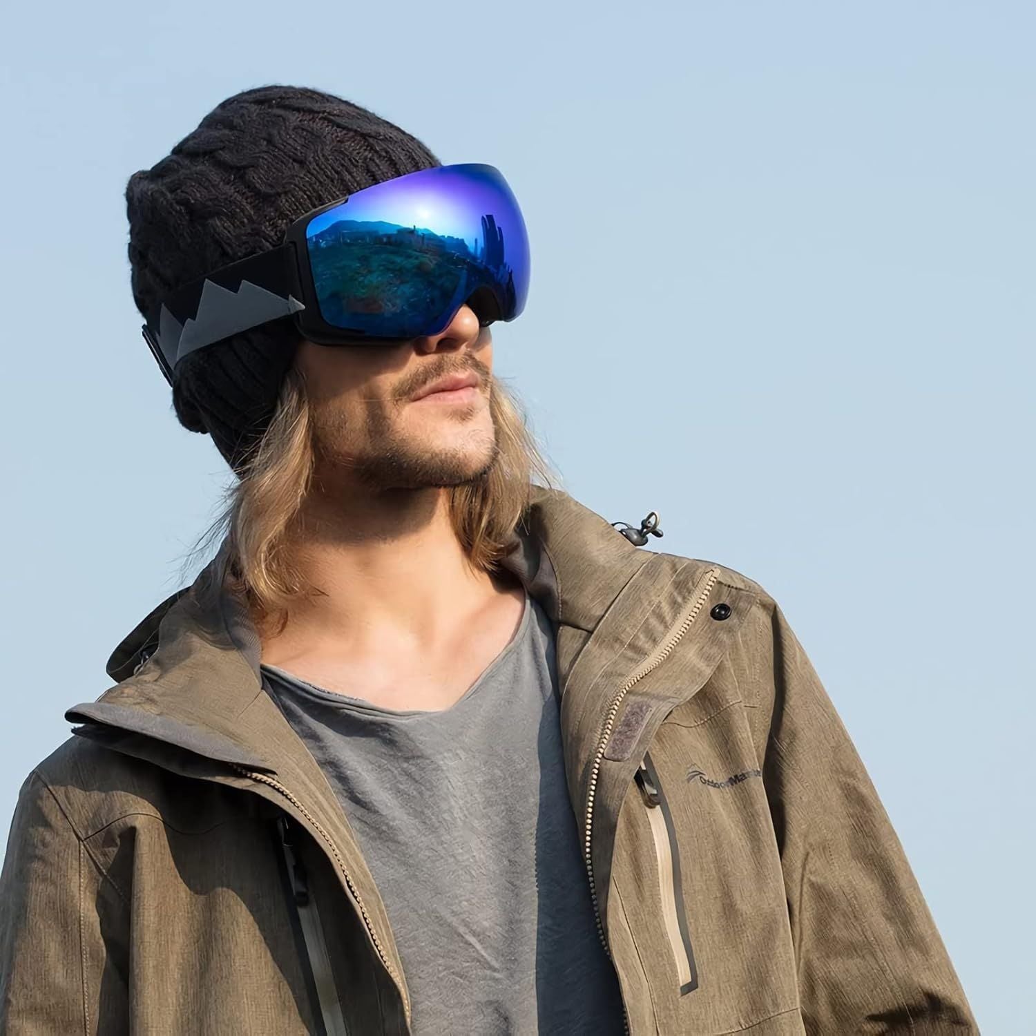 Ski Goggles PRO - Frameless, Interchangeable Lens 100% UV400 Protection Snow Goggles for Men & Women-OM-2