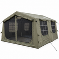 Inflatable Cabin Camping Tent 520x360cm with Mesh Entry - Olive Green