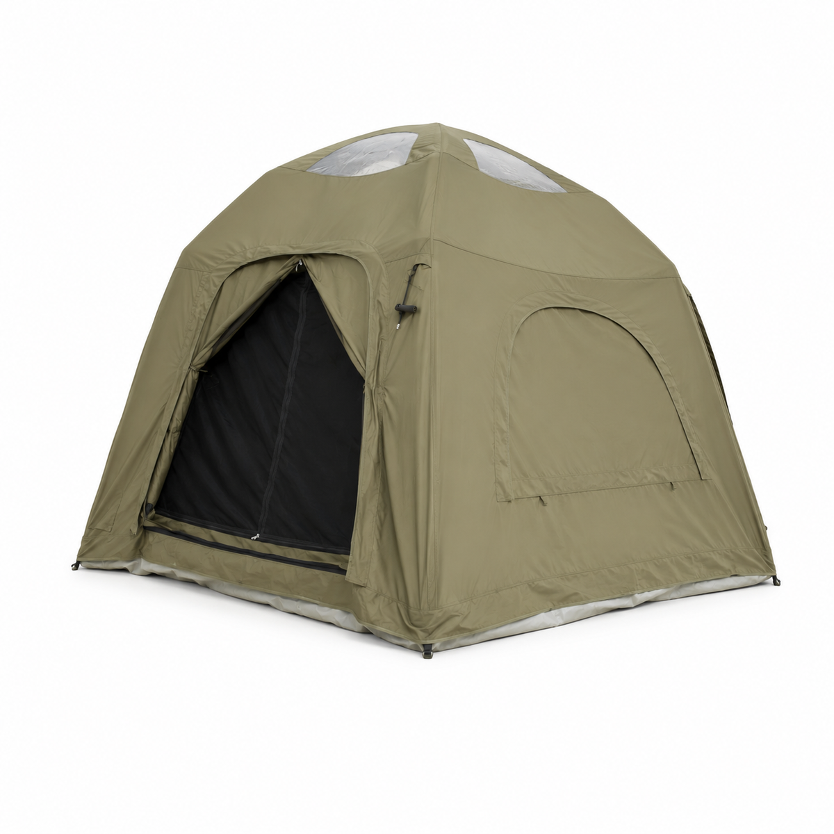 4 Person Inflatable Camping Tent with TC Canvas Sun Shade and Rain Protection - Green