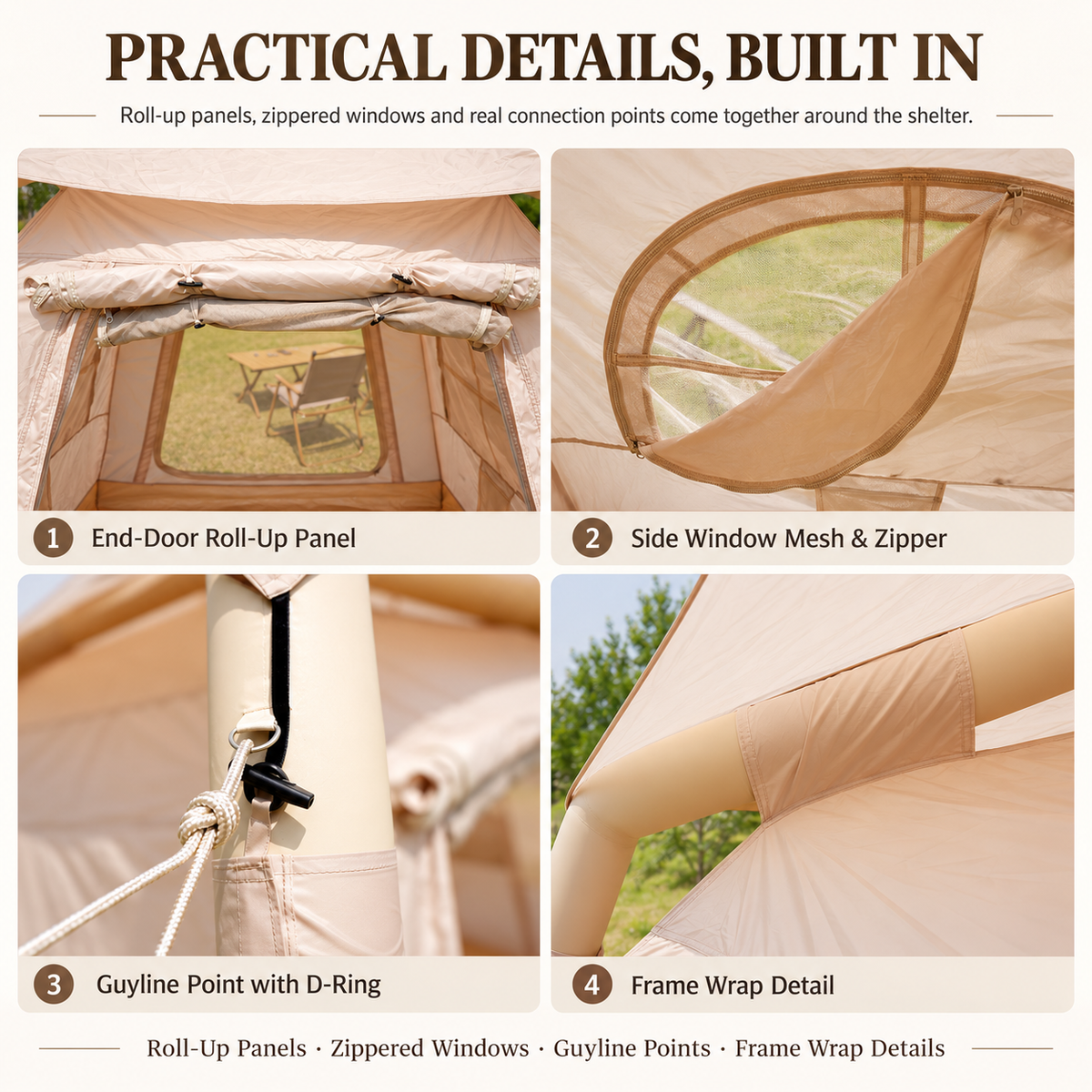 Inflatable Camping Tent with Dual End Doors and Arched Windows 300x400cm