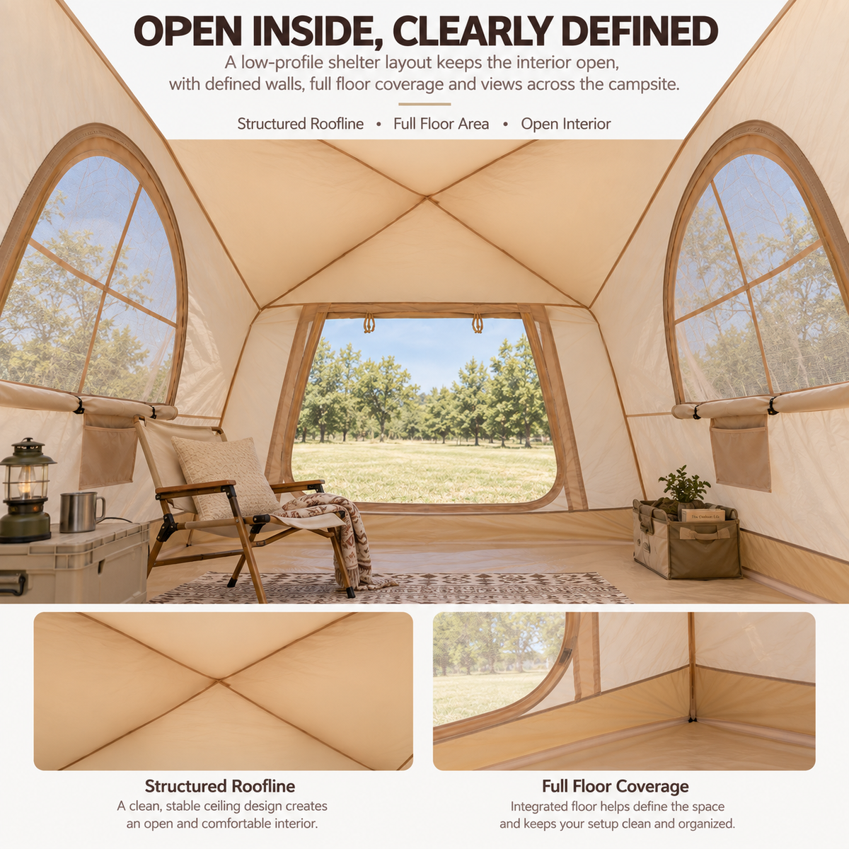 Inflatable Camping Tent with Dual End Doors and Arched Windows 300x400cm