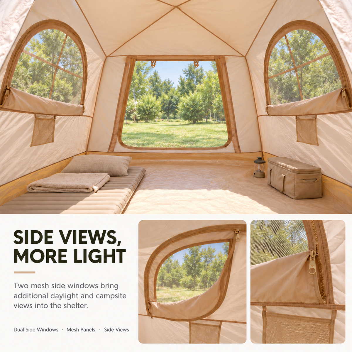 Inflatable Camping Tent with Dual End Doors and Arched Windows 300x400cm