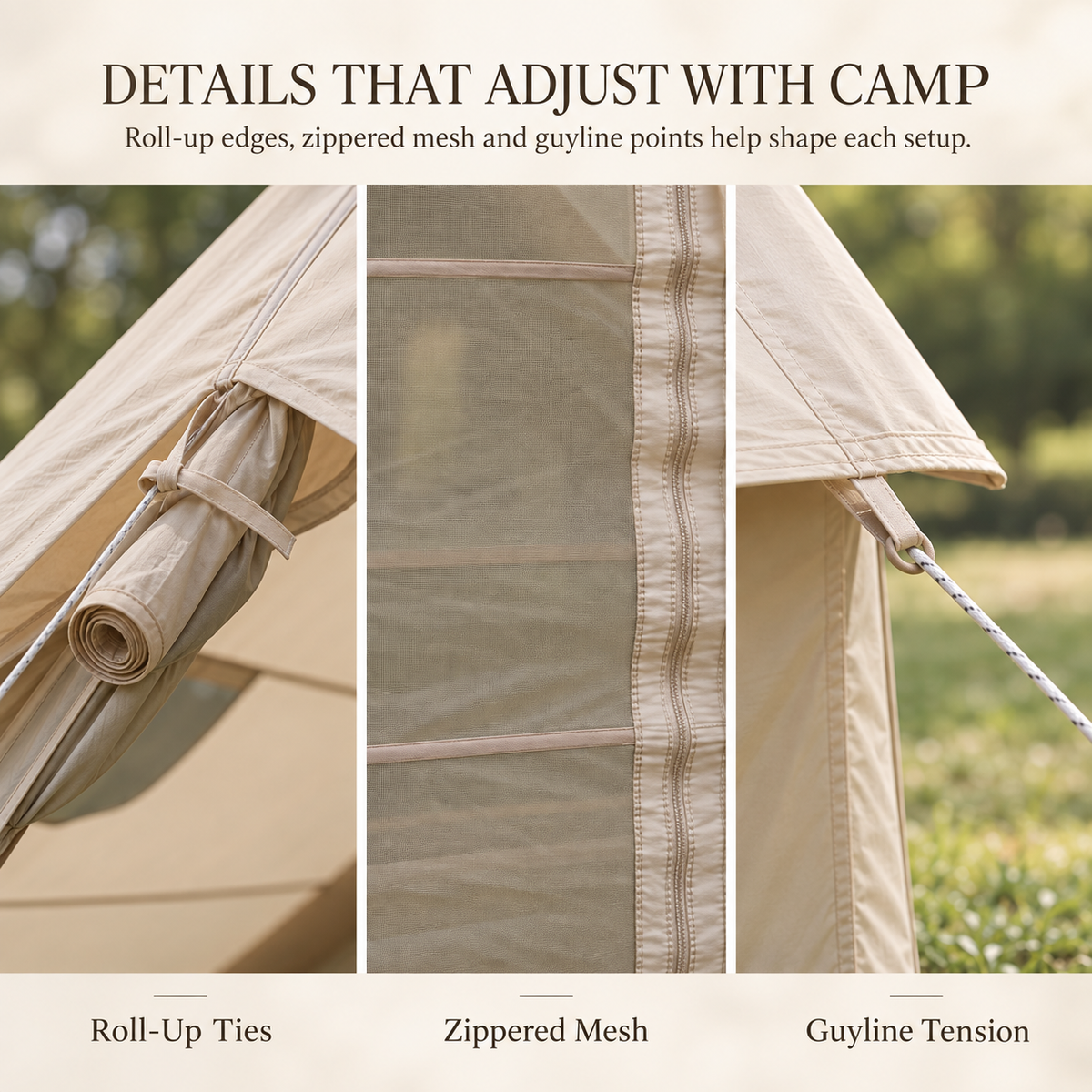 Inflatable A-Frame Camping Tent Large Outdoor Glamping - Beige