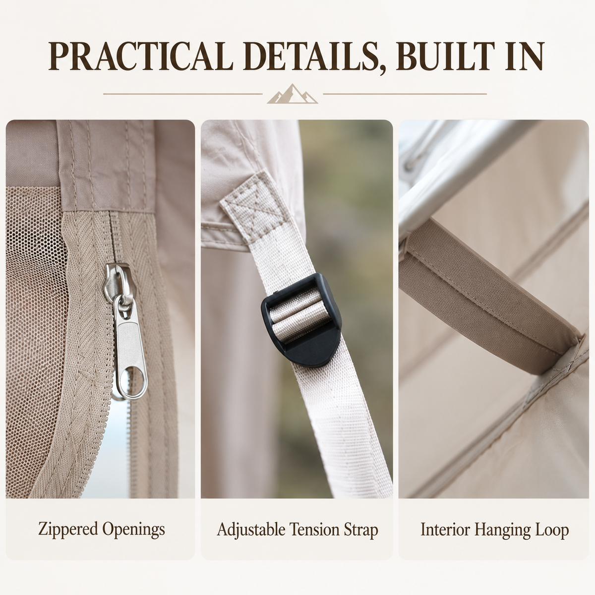 A-Frame Inflatable Air Tent with Mesh Windows for Family Glamping - Khaki