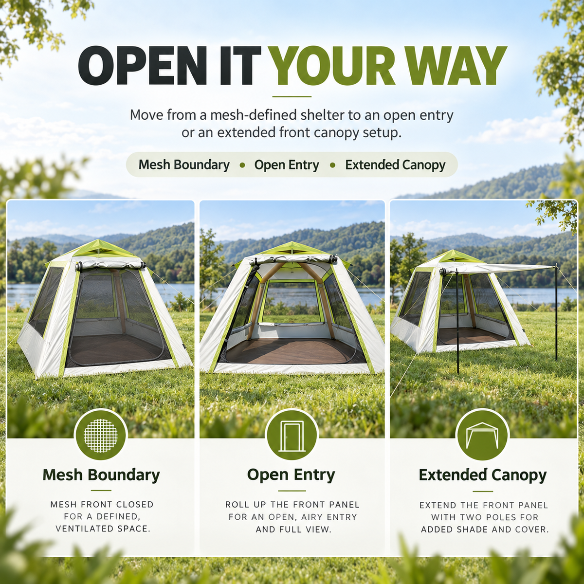 Inflatable Mesh Gazebo Tent with Extendable Canopy and Air-Frame Structure