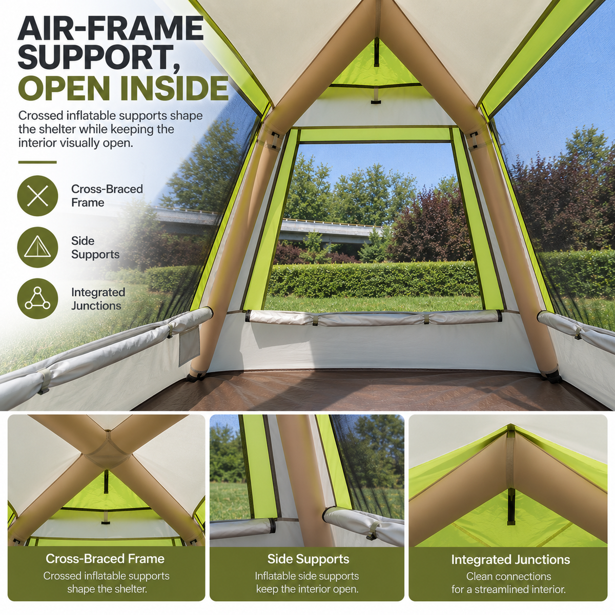 Inflatable Mesh Gazebo Tent with Extendable Canopy and Air-Frame Structure