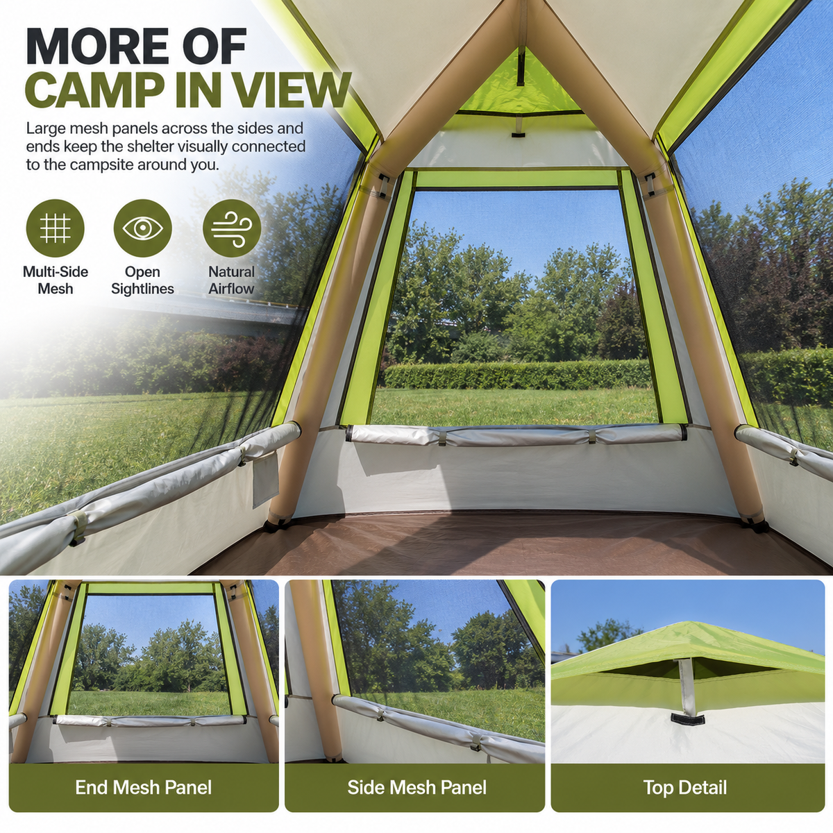 Inflatable Mesh Gazebo Tent with Extendable Canopy and Air-Frame Structure