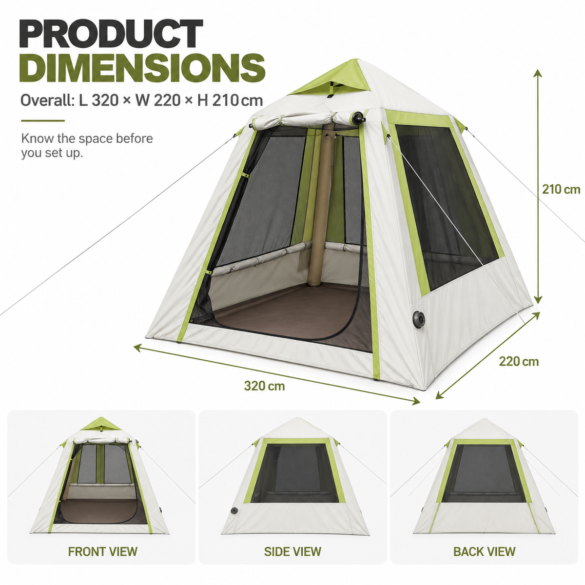 Inflatable Mesh Gazebo Tent with Extendable Canopy and Air-Frame Structure
