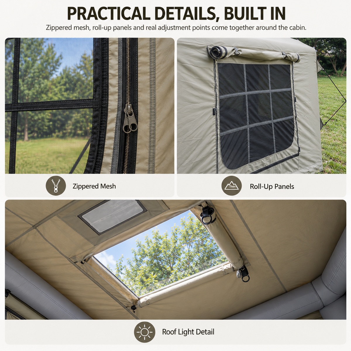 Inflatable Cabin Camping Tent with Skylight Mesh 300x265cm - Grey