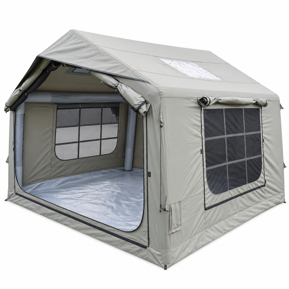 Inflatable Cabin Camping Tent with Skylight Mesh 300x265cm - Grey