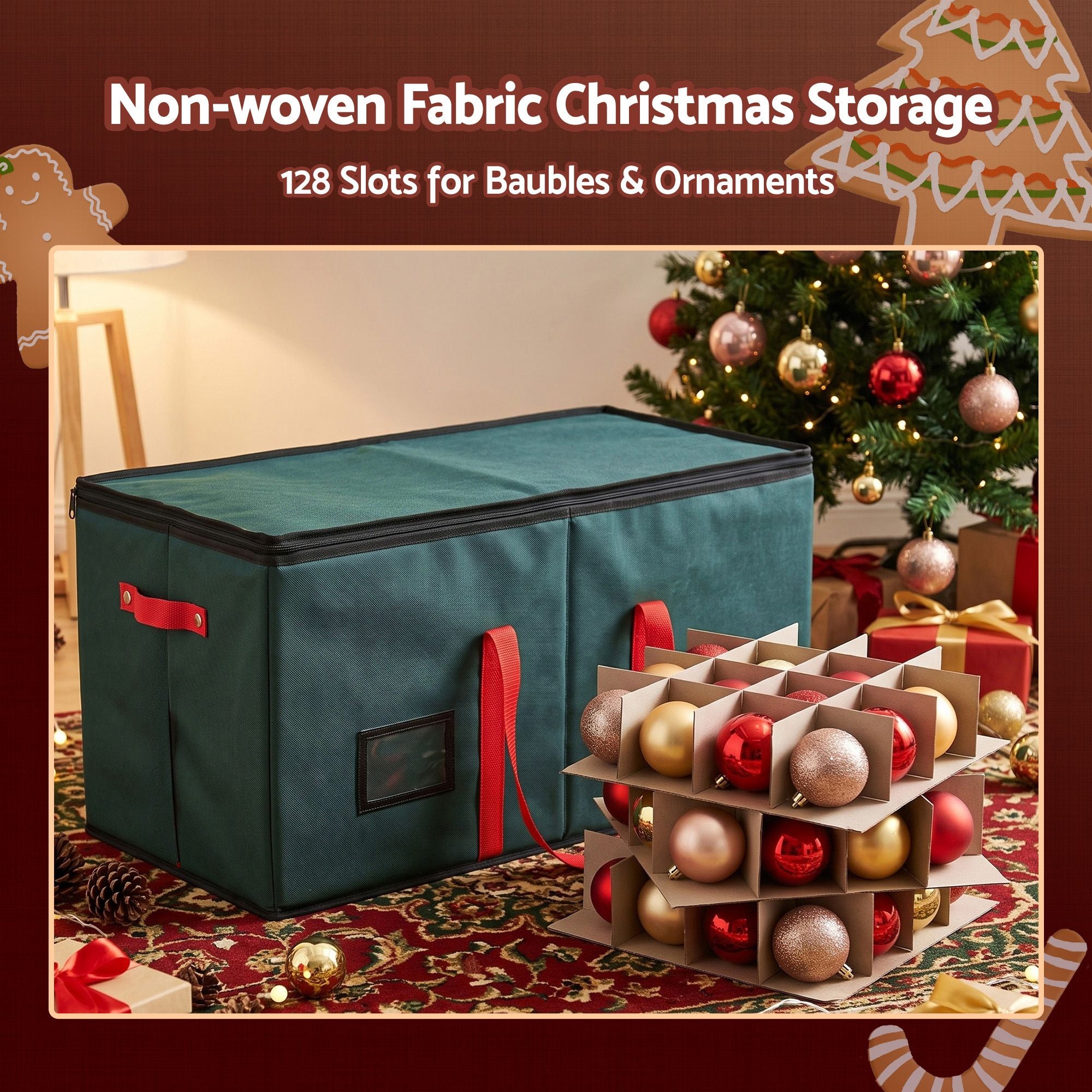 Christmas Baubles Storage Box 128 Slots Decor Ornaments Container