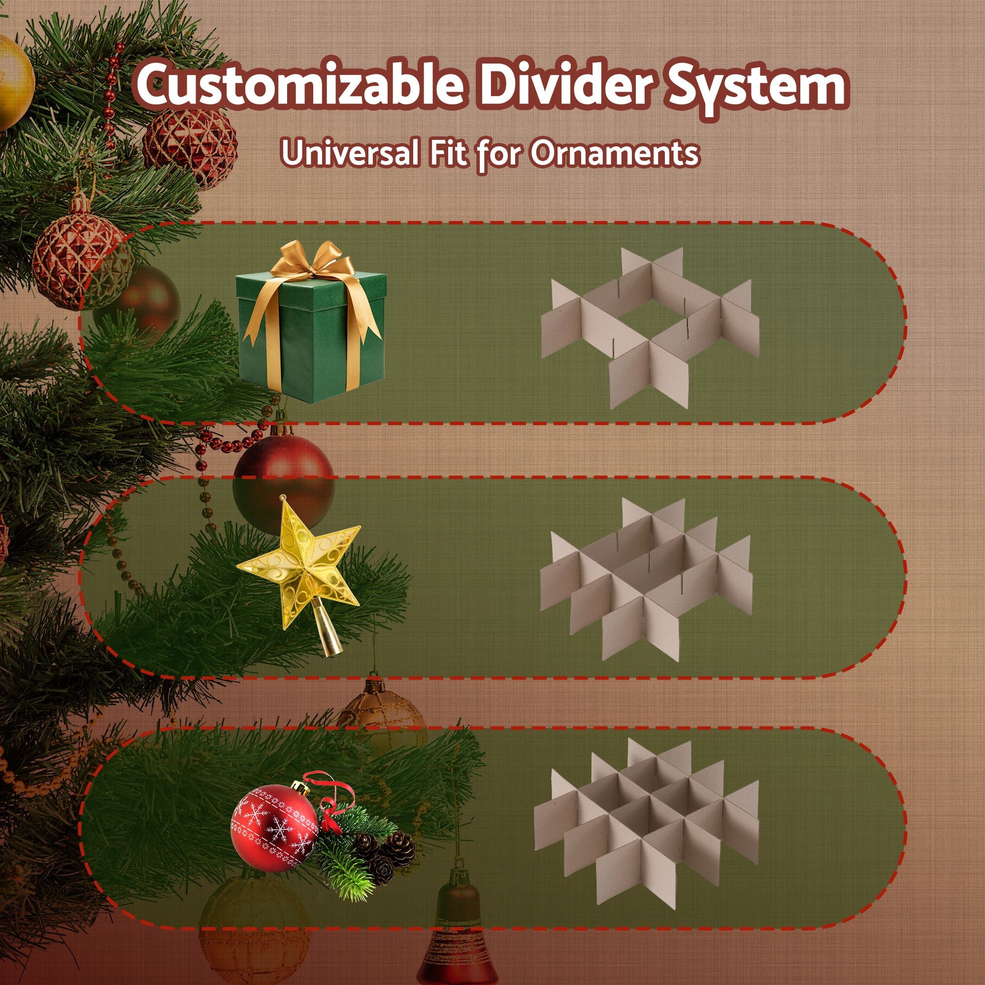 Christmas Baubles Storage Box 128 Slots Decor Ornaments Container