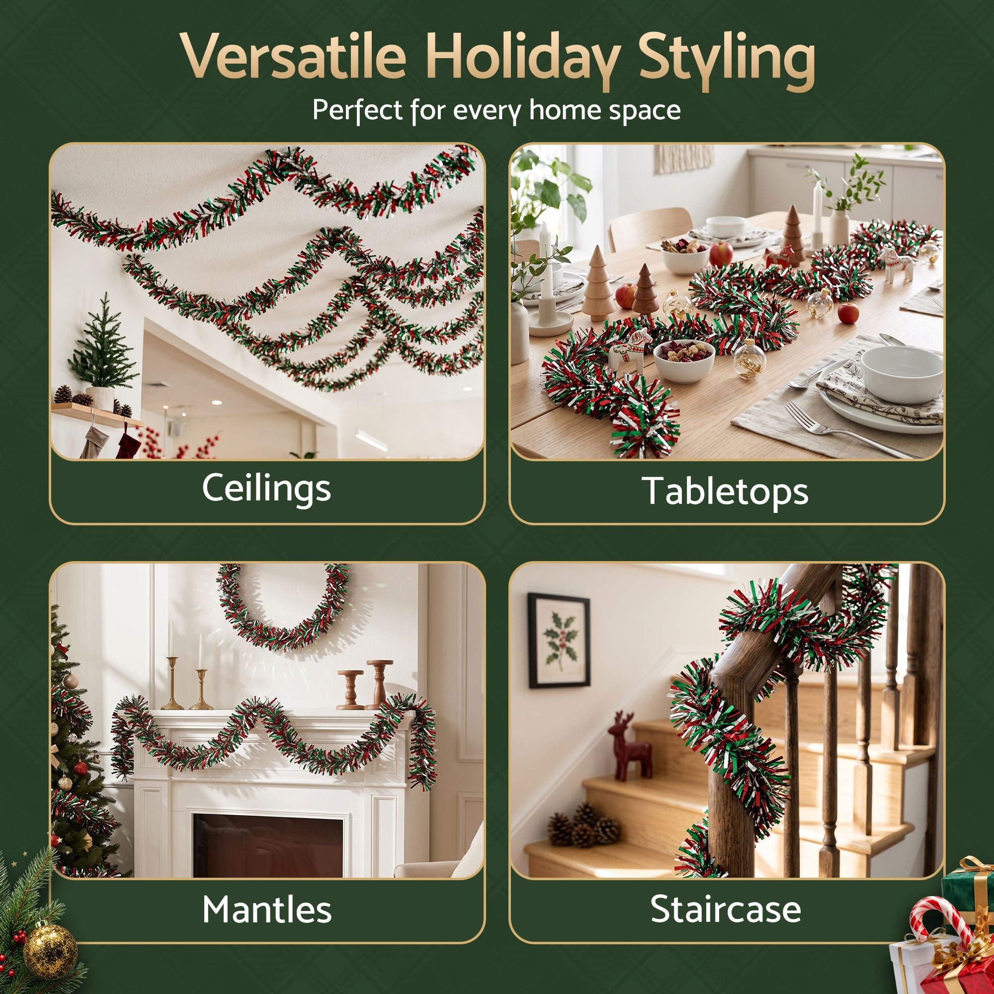 20M Christmas Tinsel Garland Mixed Colors Xmas Party Decoration