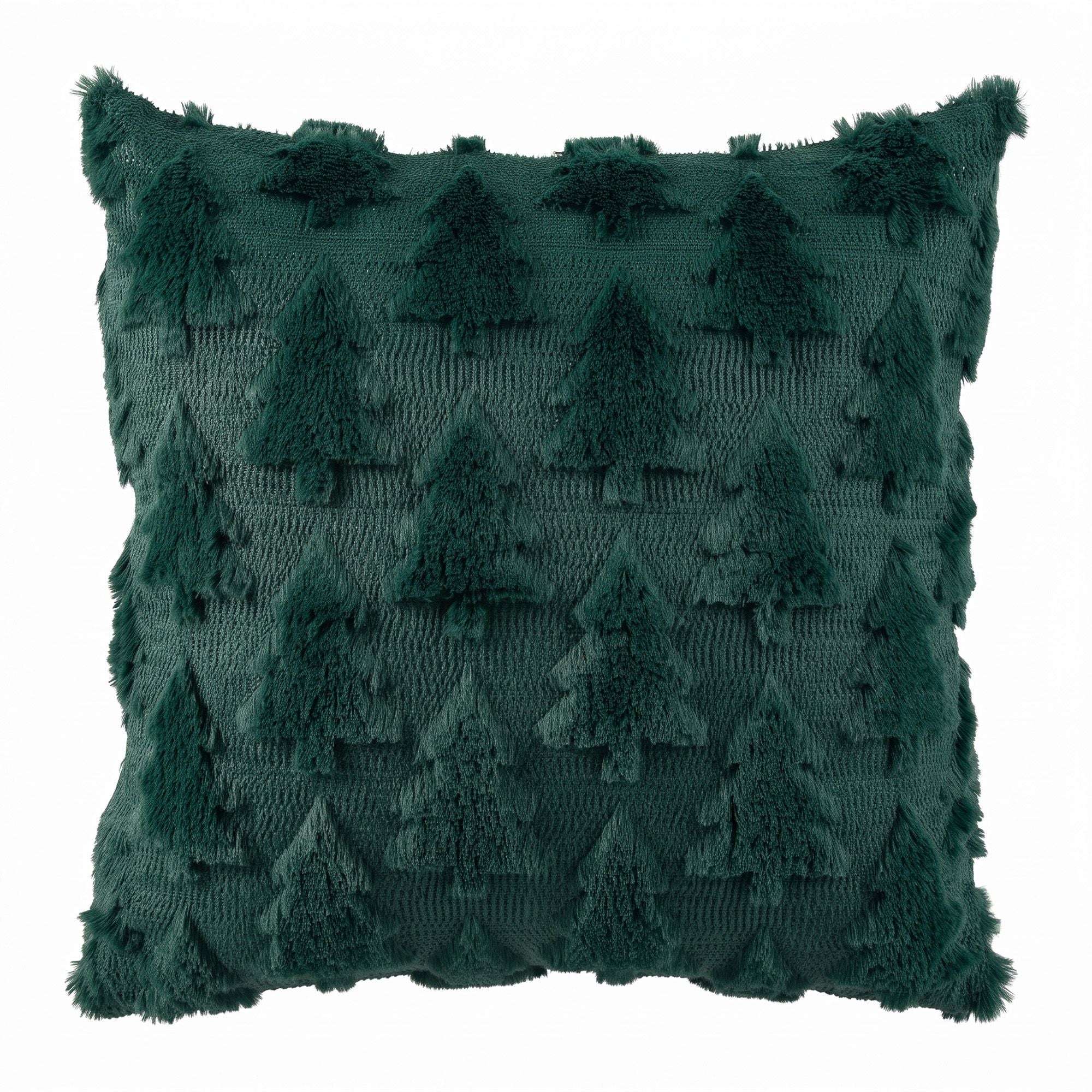 Christmas Tree Pillow Covers 2 Packs Cushion Covers Soft Faux Fur Jacquard Throw Pillow Covers 45 x 45cm Green