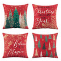 Christmas Cushion Covers Set of 4 Pillow Covers 45x45cm with 4 Cute Patterns Red
