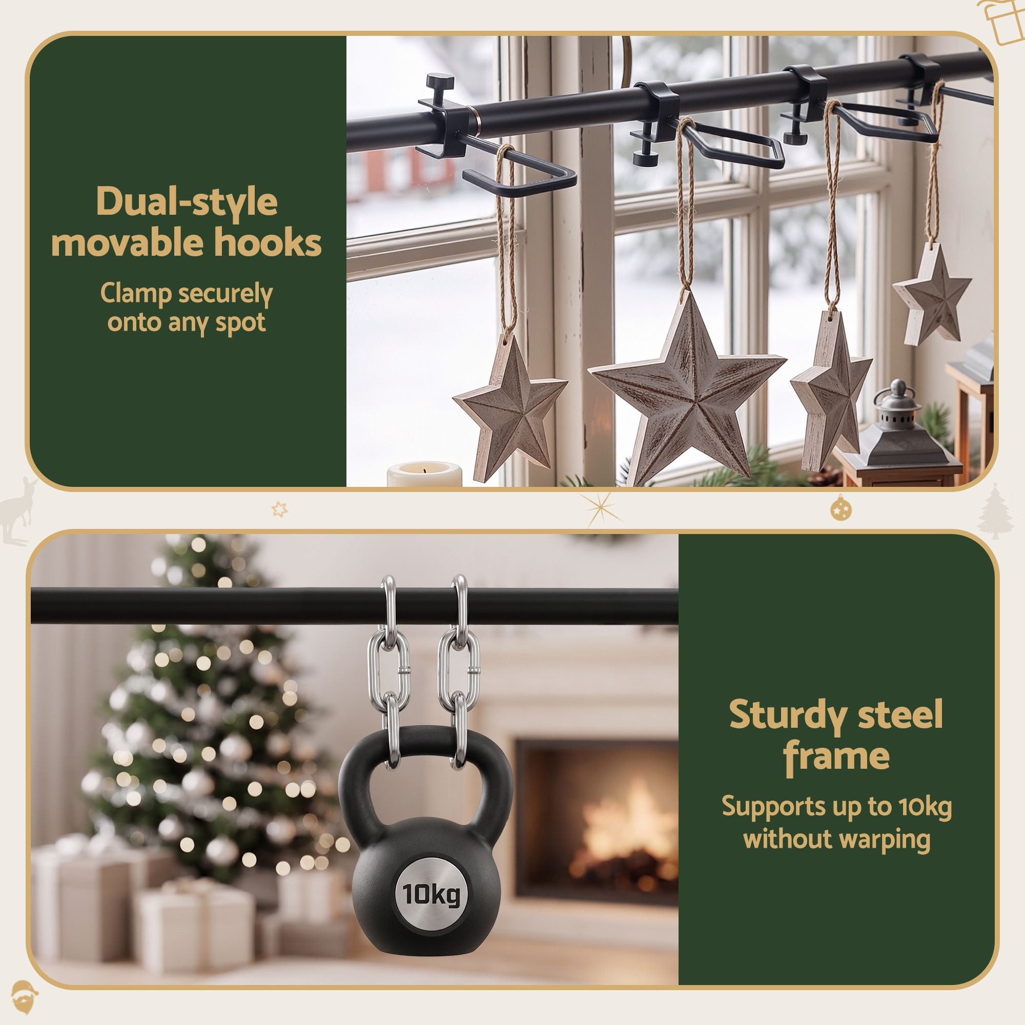 Christmas Garland Hook Hanger Wreath Fits 85-125CM Door No Drill