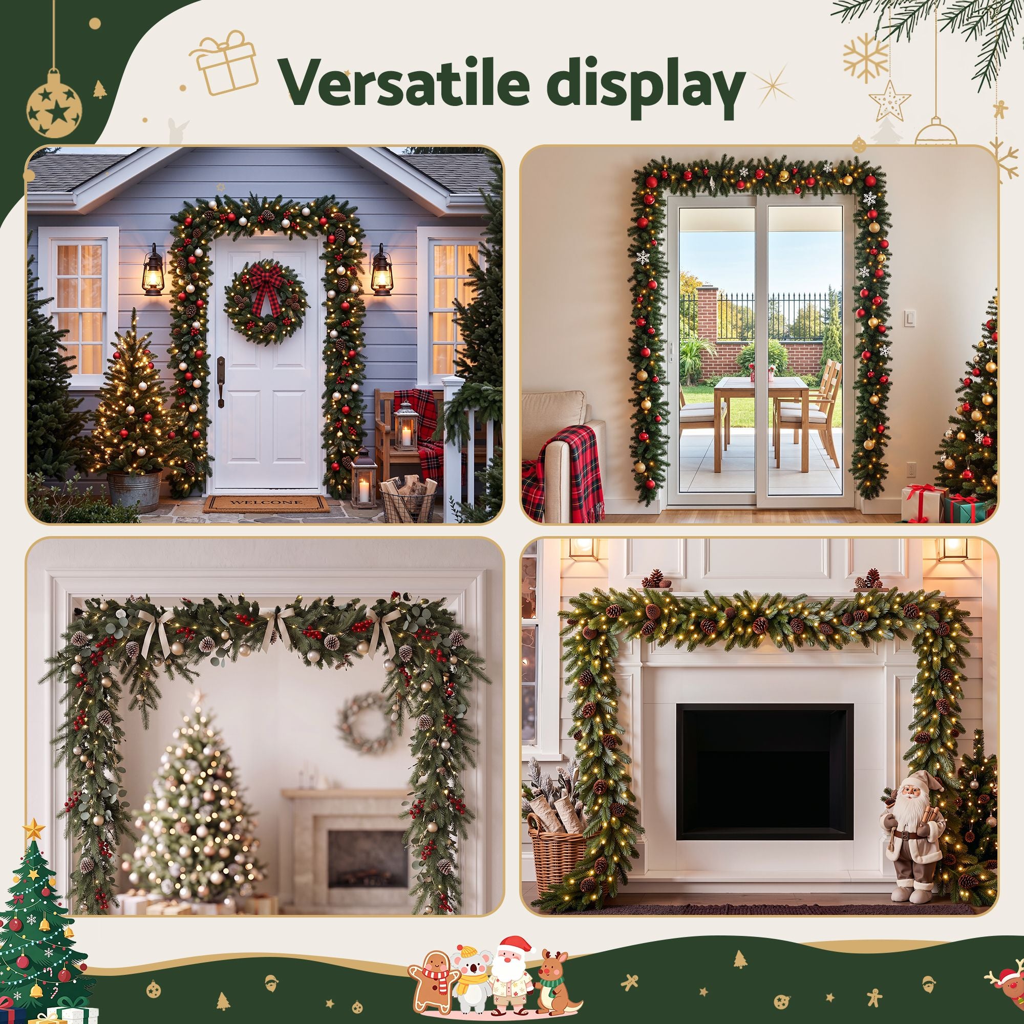 Christmas Garland Hook Hanger Wreath Fits 85-125CM Door No Drill