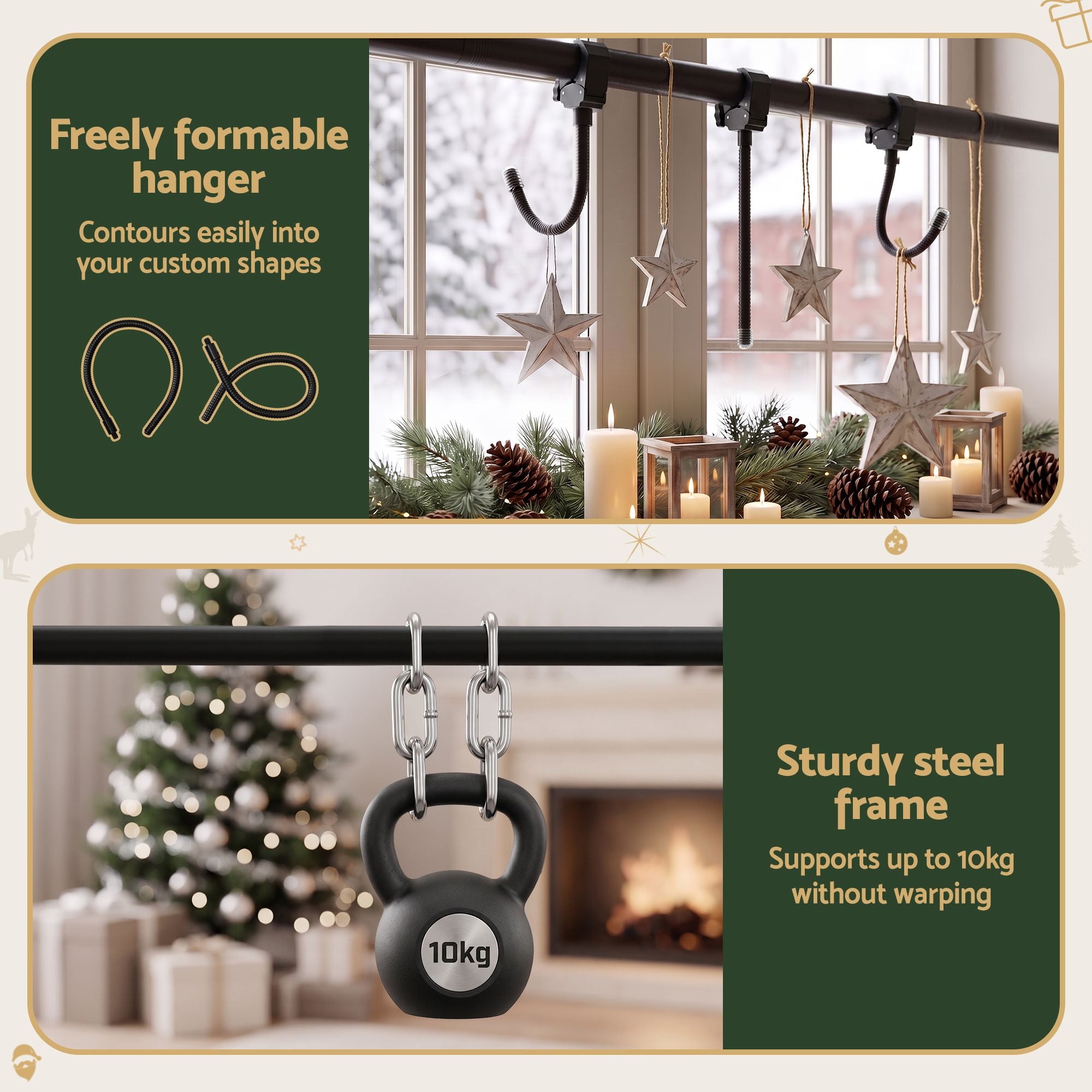 Christmas Garland Hook Wreath Hanger Fits 85-160CM Door No Drill