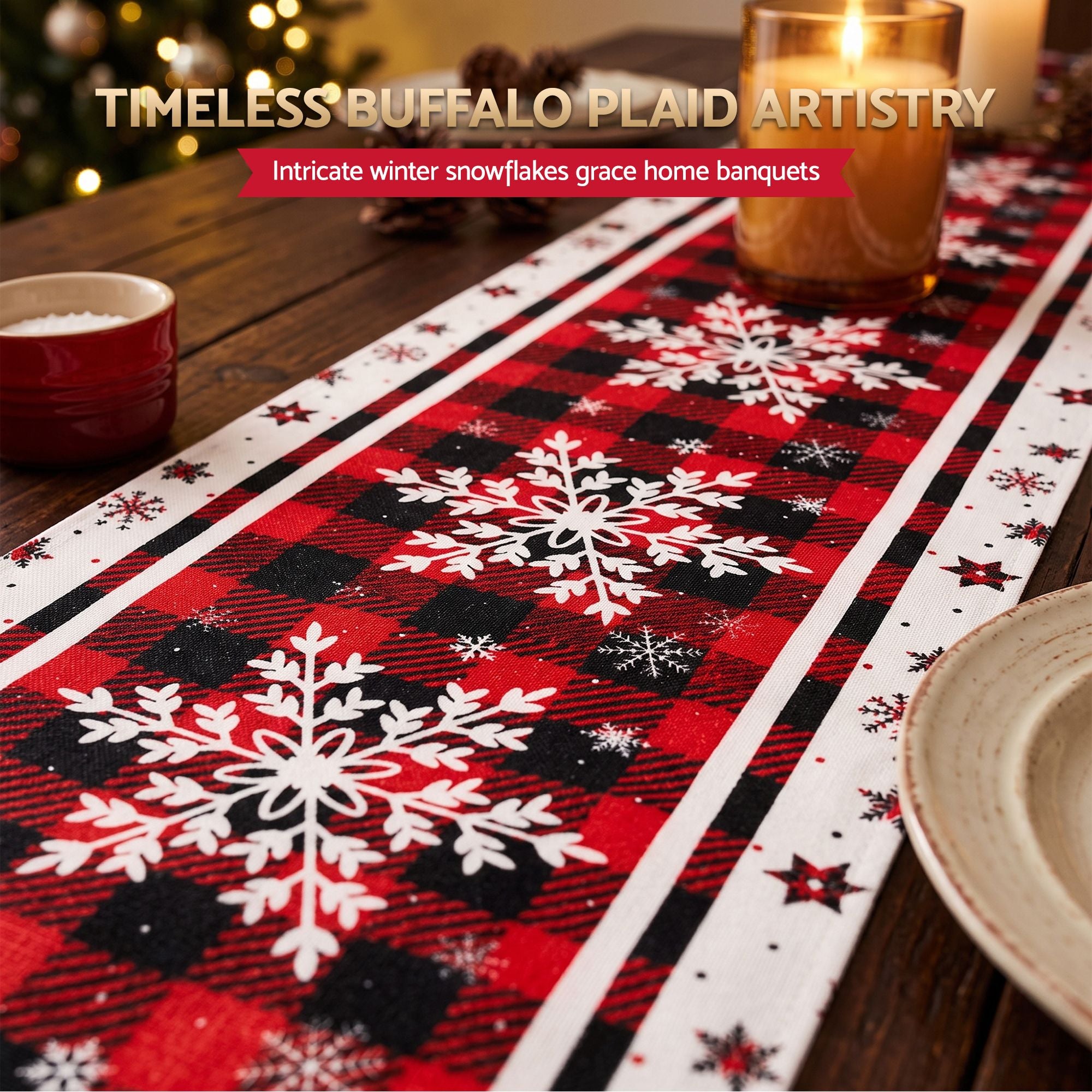 Christmas Table Runner Snowflake 190x32CM Dining Party Decor Linen