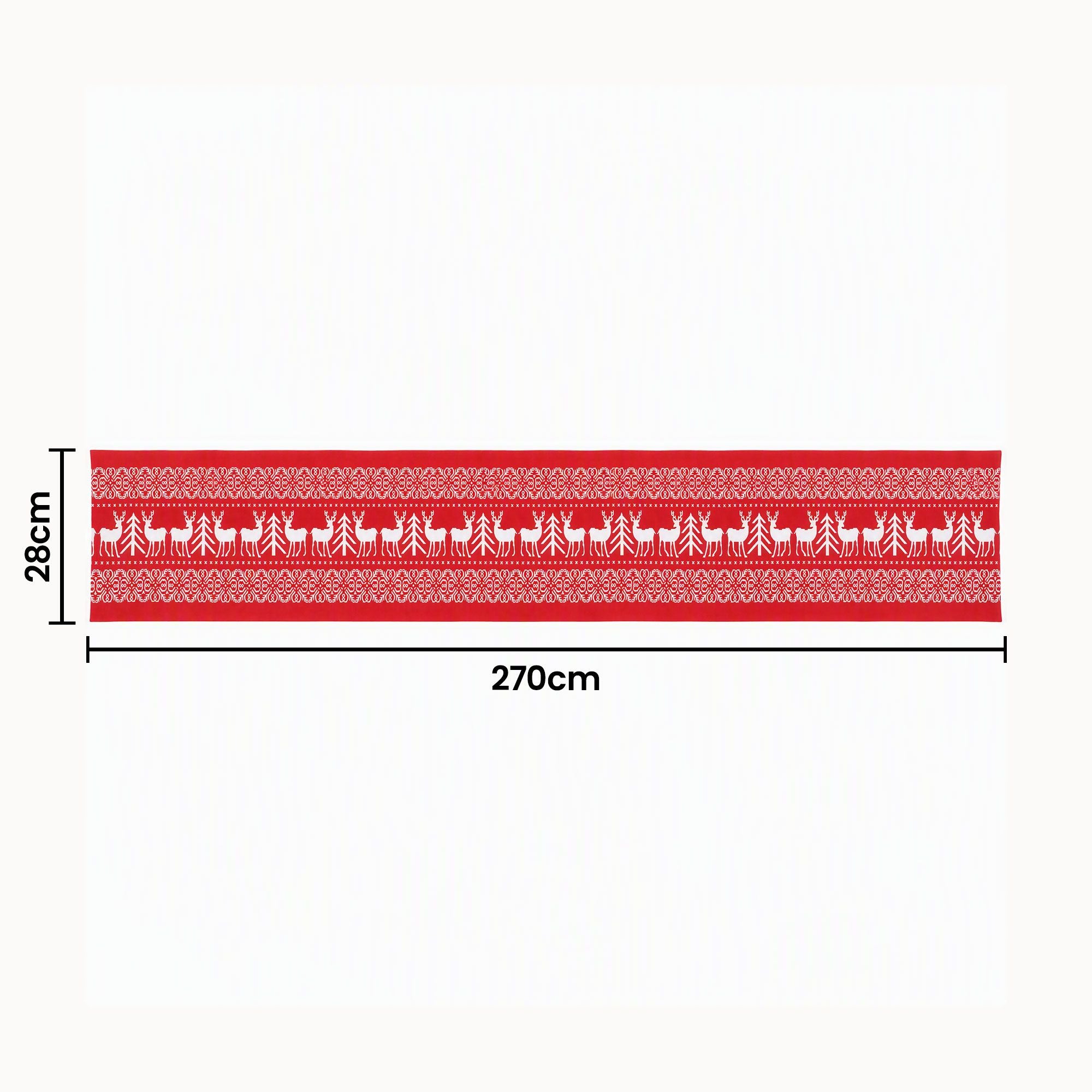 Christmas Table Runner Reindeers 270x28CM Dining Party Decor Red