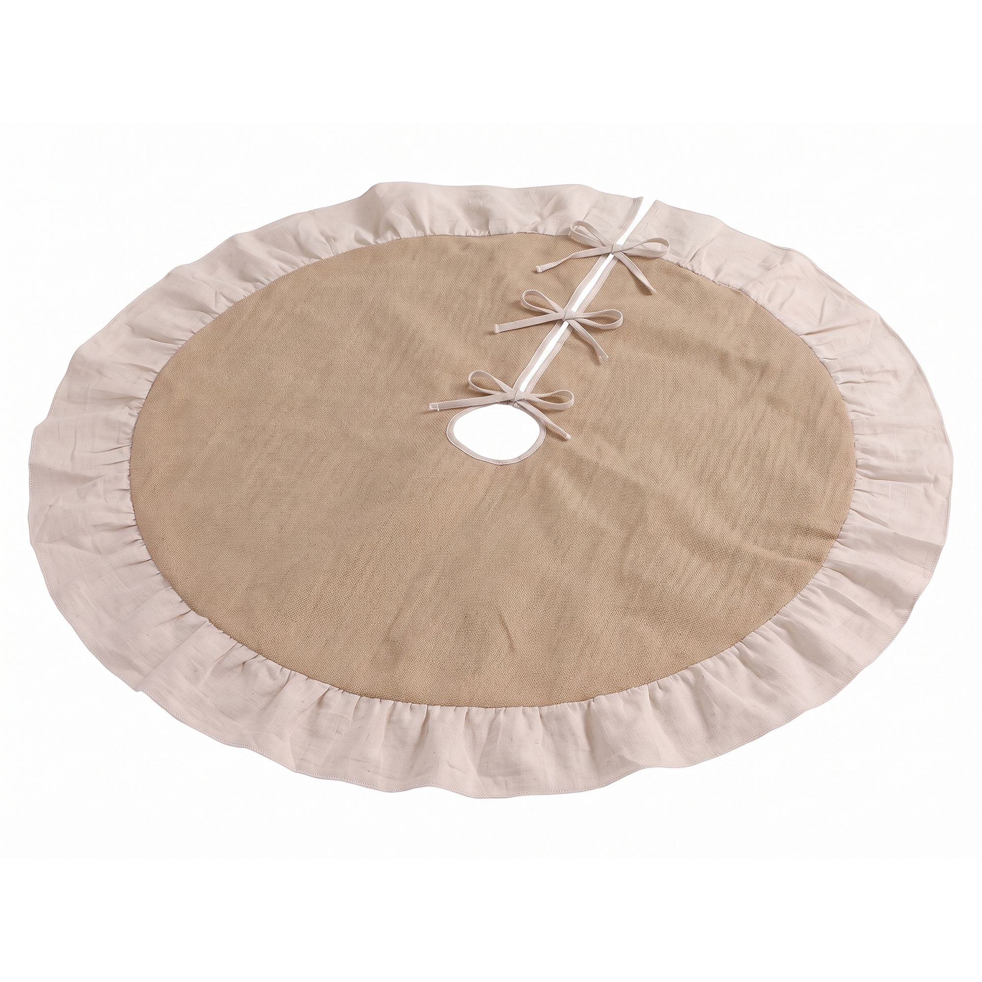 120cm Christmas Tree Skirt Linen Christmas Tree Mat Decor