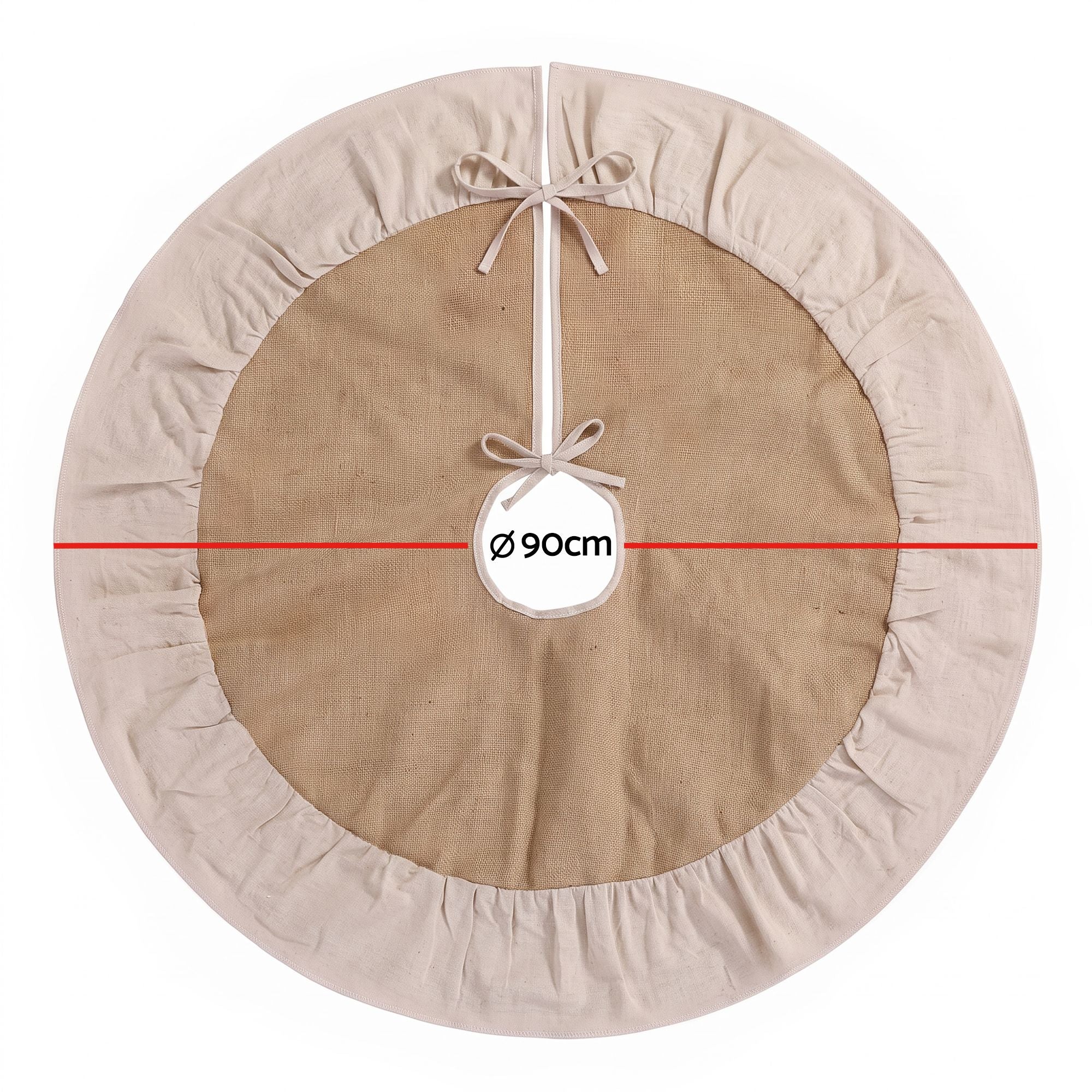 90cm Christmas Tree Skirt Linen Christmas Tree Mat Decor