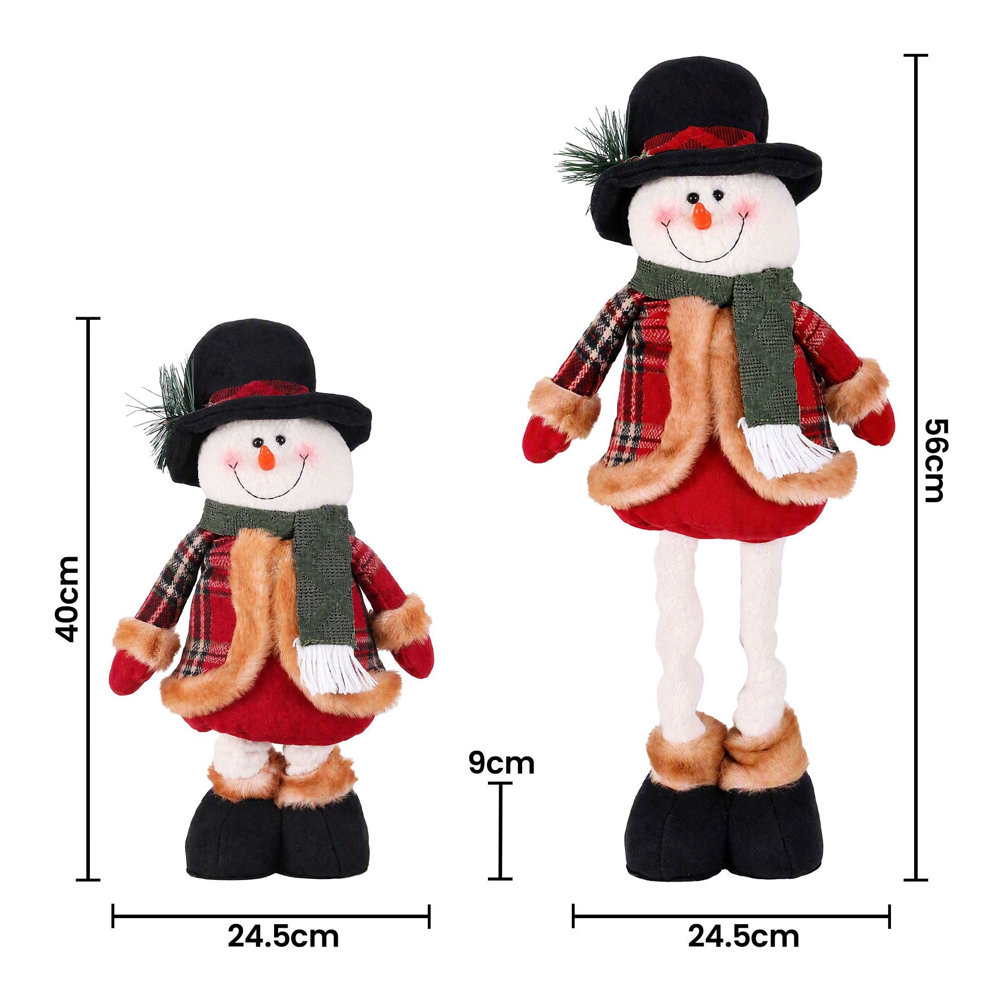 Christmas Snowman Ornament 40-56cm Telescopic Tabletop Decoration Doll, Adjustable Length For Tabletop, Window, Mantel, Indoor Holiday Decor