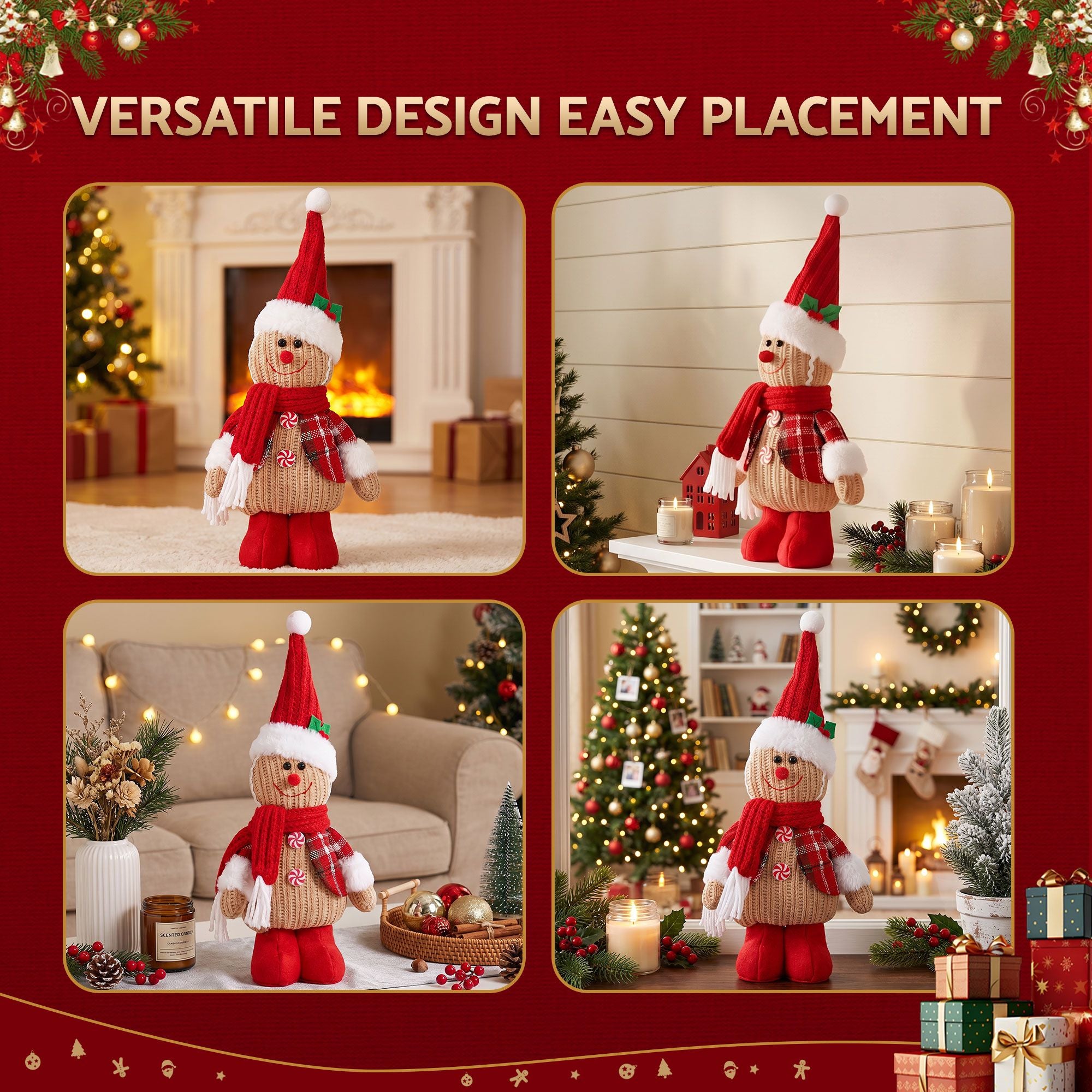 Christmas Gingerbread Man Standing Ornament Knitted Christmas Indoor Decor