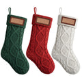 3PCS Personalized Christmas Stockings with Leather Patches 16 Inch Knitted Solid Colour Xmas Decor For Fireplace Mantel, Christmas Tree, Home Decoration & Holiday Party Displays
