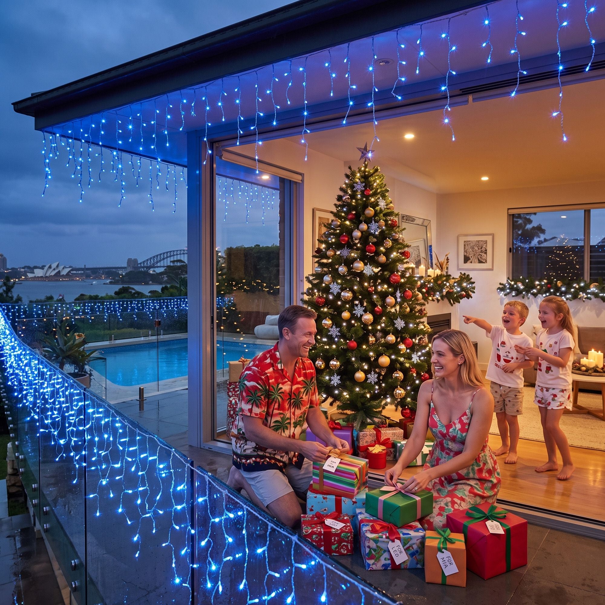 32M Christmas Lights Solar Icicle String Lights 960 LED Blue