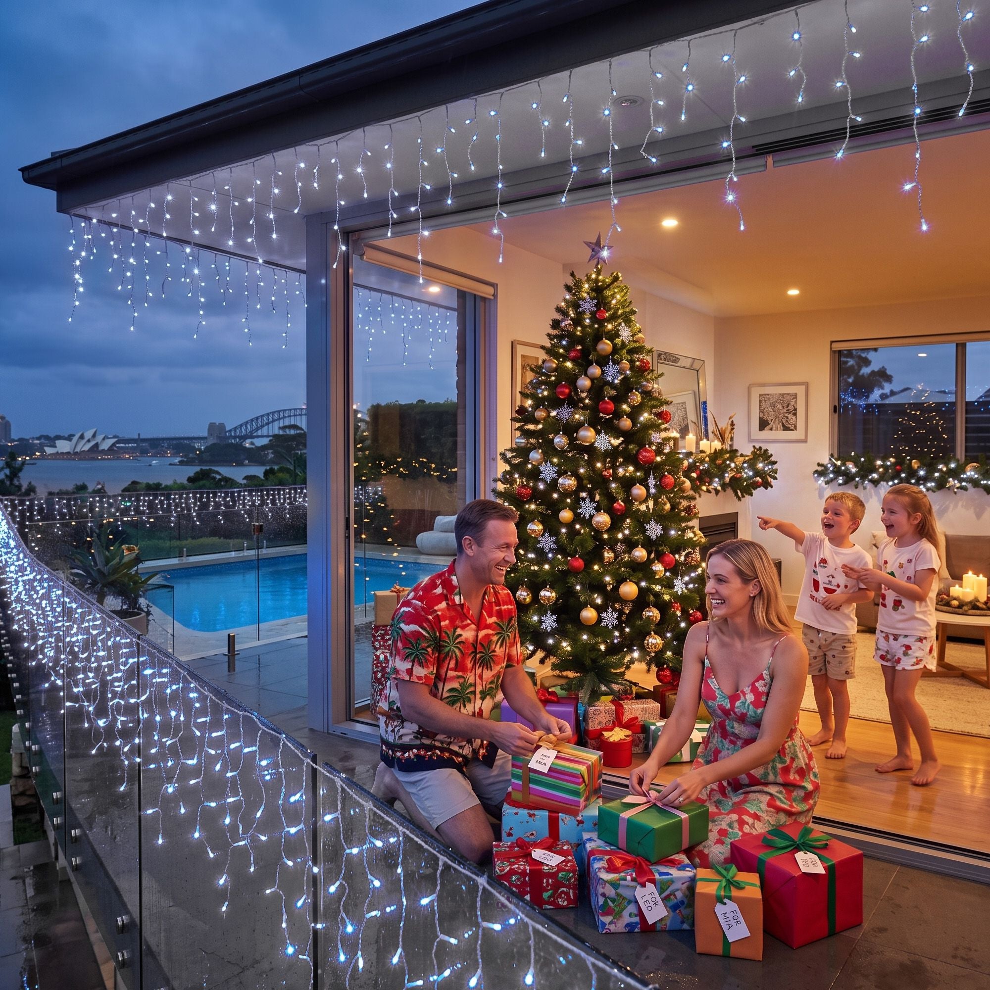 32M Christmas Lights Solar Icicle String Lights 960 LED Cool White