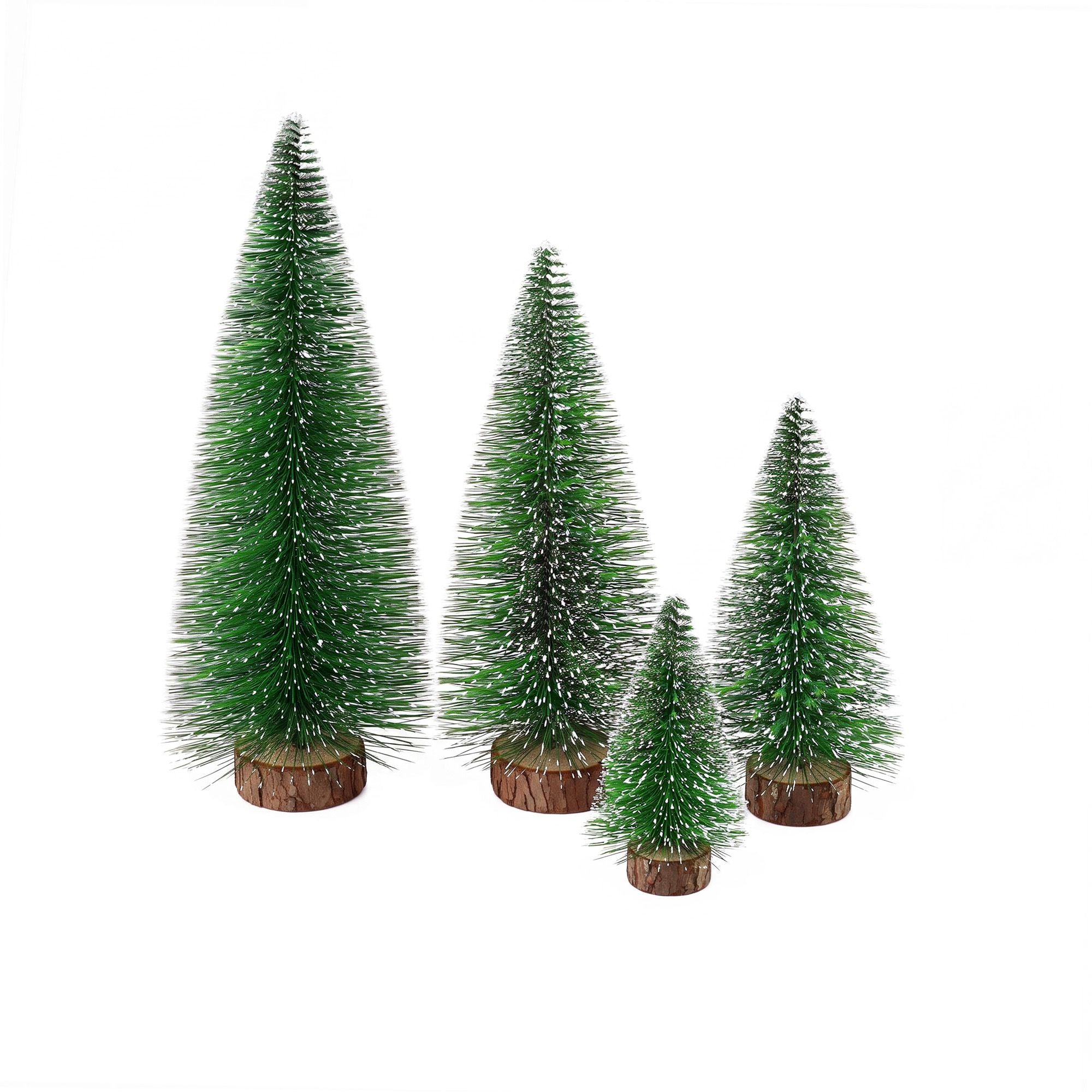 Christmas Table Decoration 4Pcs Mini Tree Set Frosted Party Decor
