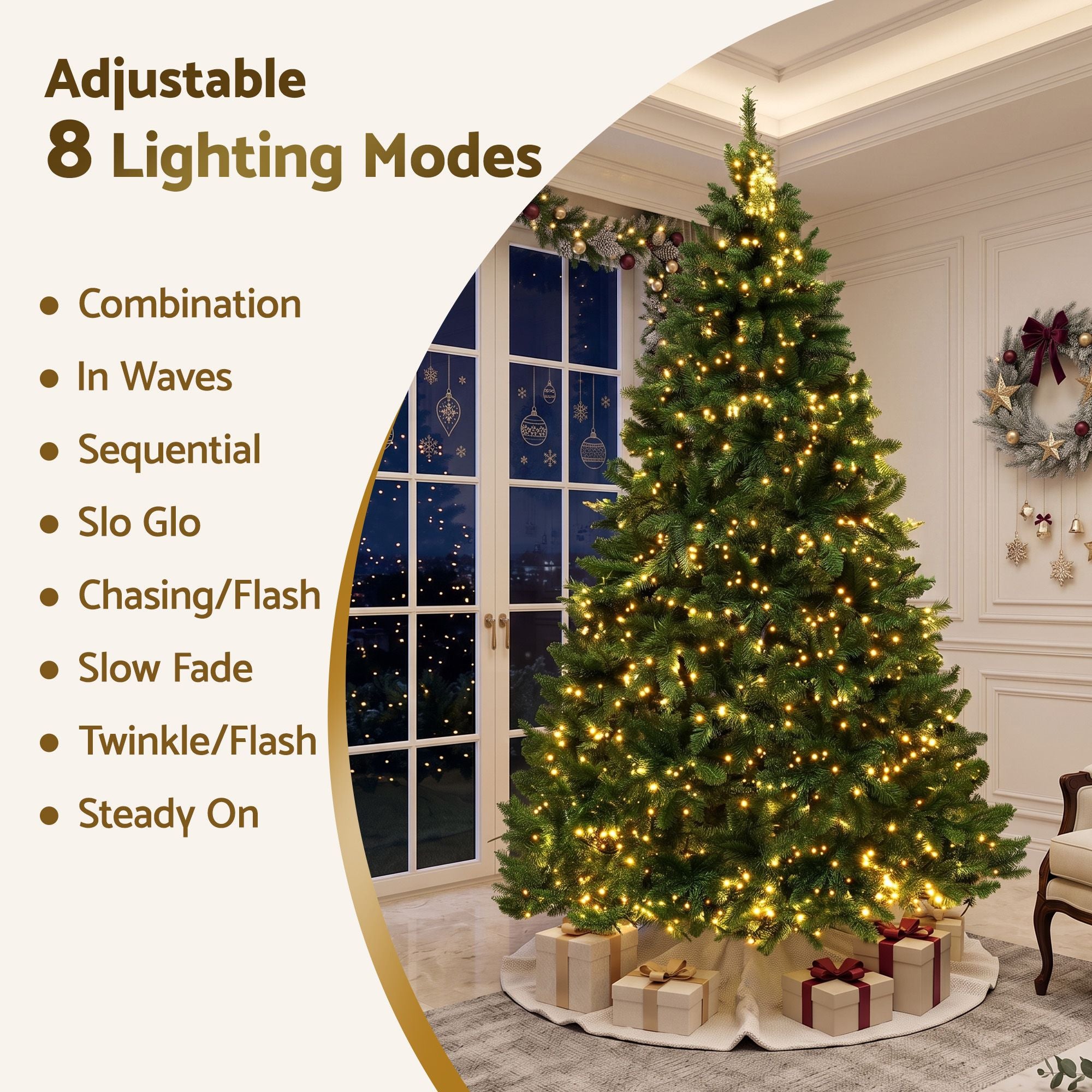 Christmas Tree 2.7m Xmas Tree Decorations 1800 LEDs 1831 Tips 8 Light Modes