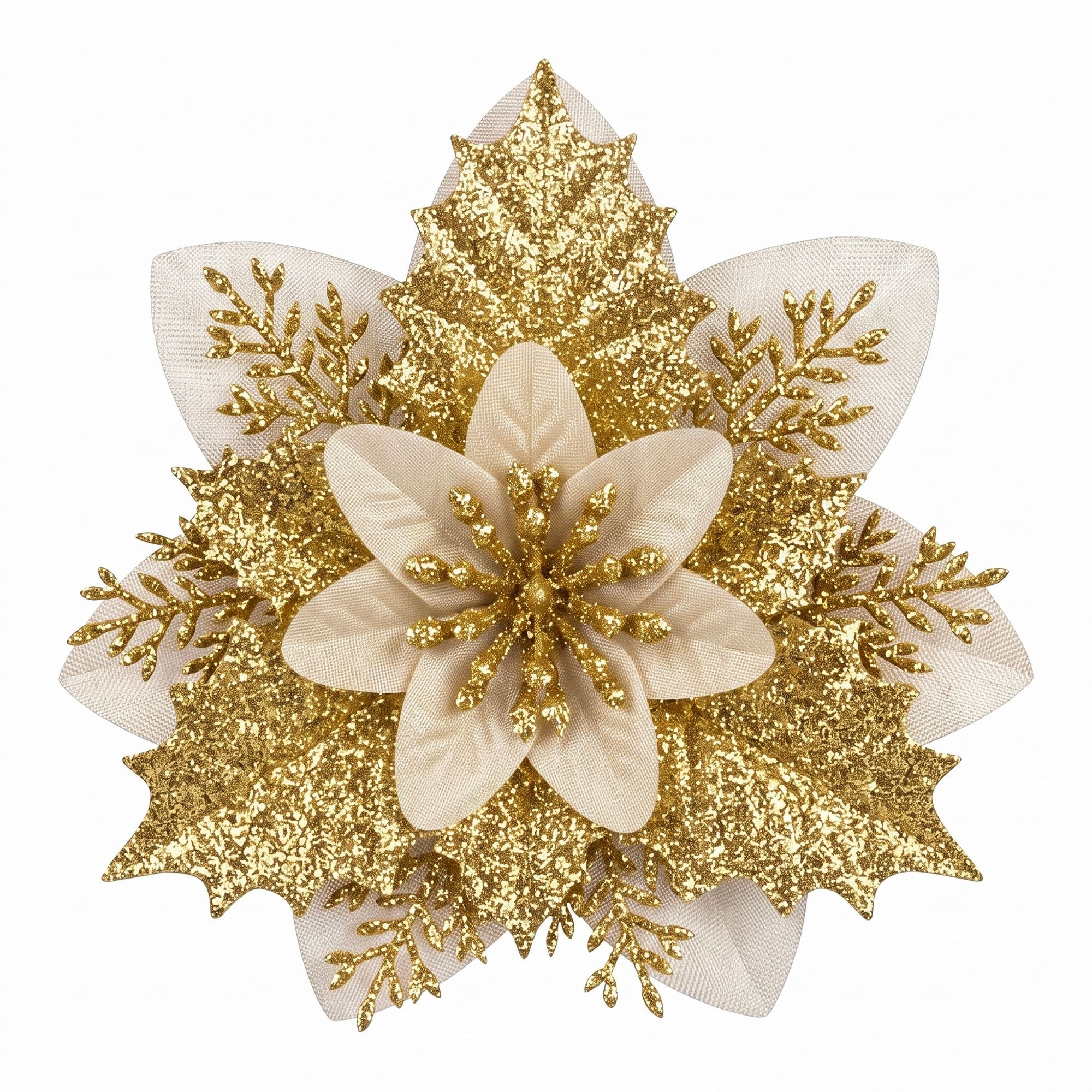10Pcs Christmas Tree Flower Set Garland Wreath Poinsettia Decorations