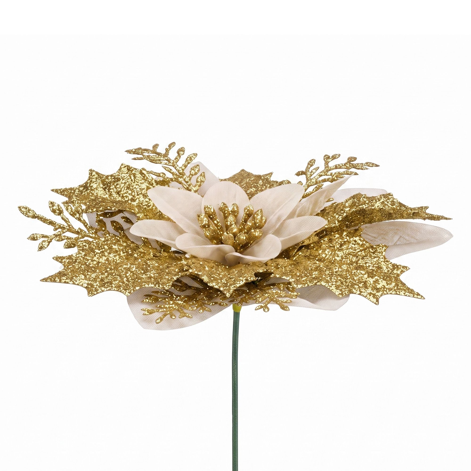10Pcs Christmas Tree Flower Set Garland Wreath Poinsettia Decorations