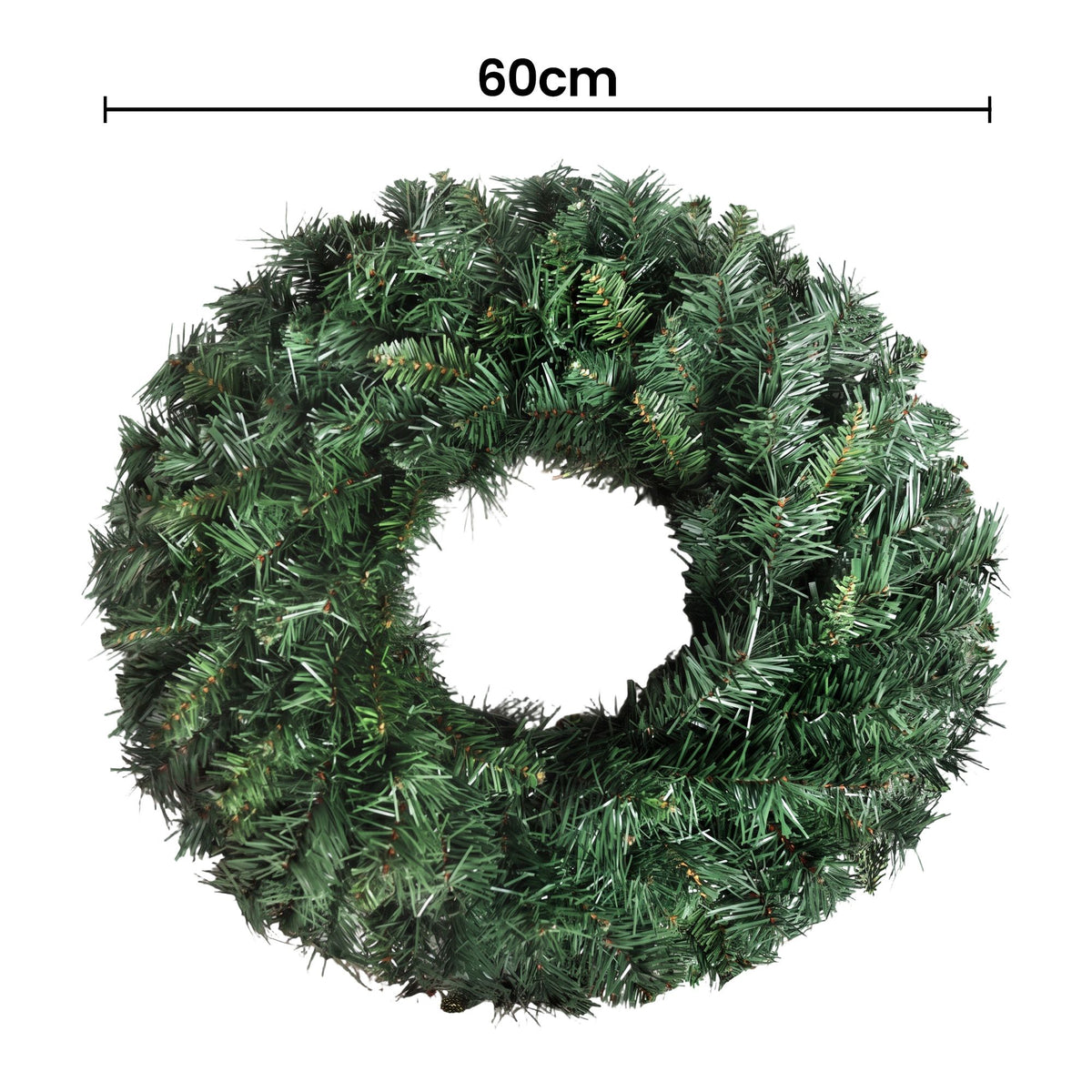 60cm Christmas Wreath with 200 Tips - Green