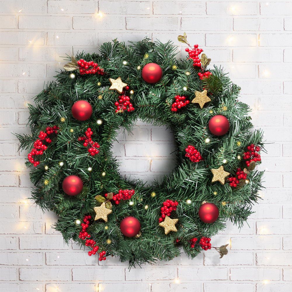 60cm Christmas Wreath with 200 Tips - Green
