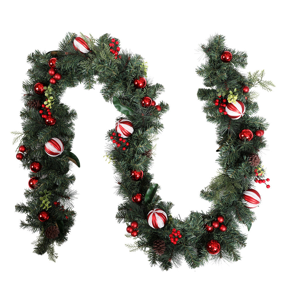 2.7M 9FT Christmas Garland with Ornaments - Green