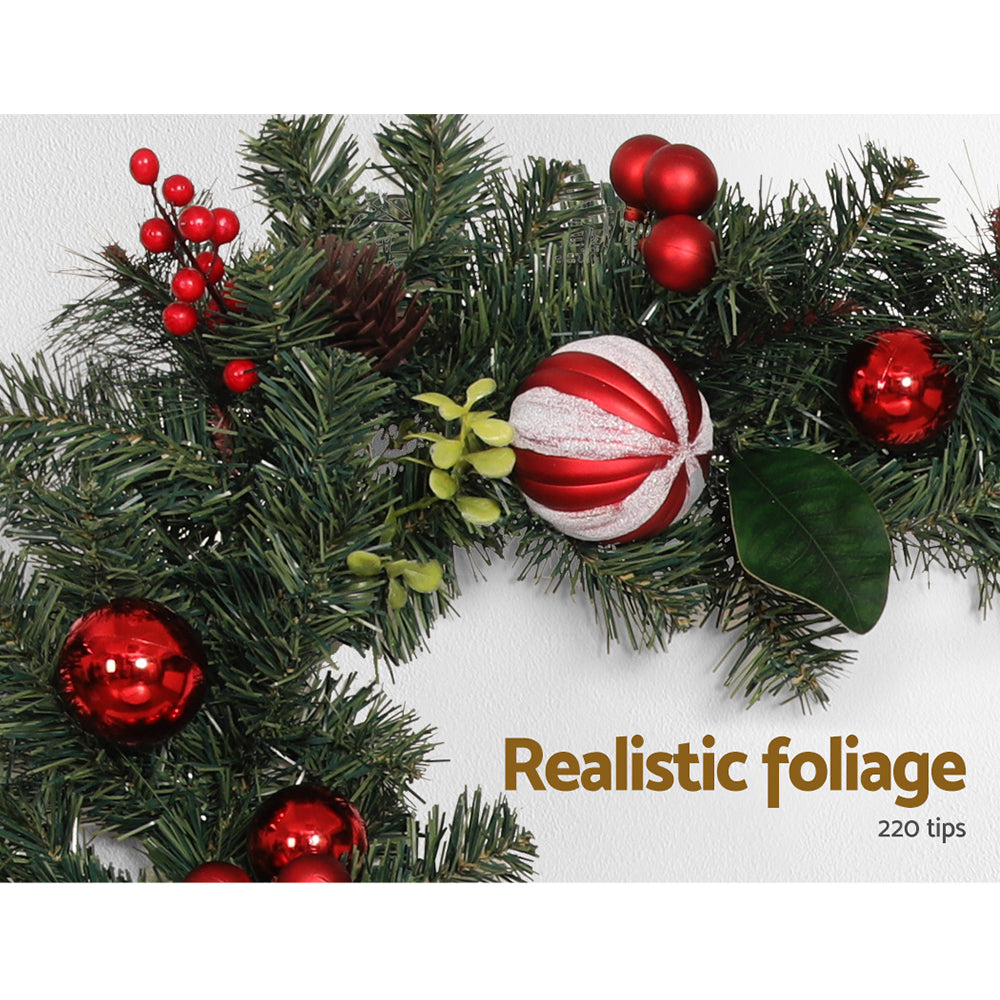 2.7M 9FT Christmas Garland with Ornaments - Green