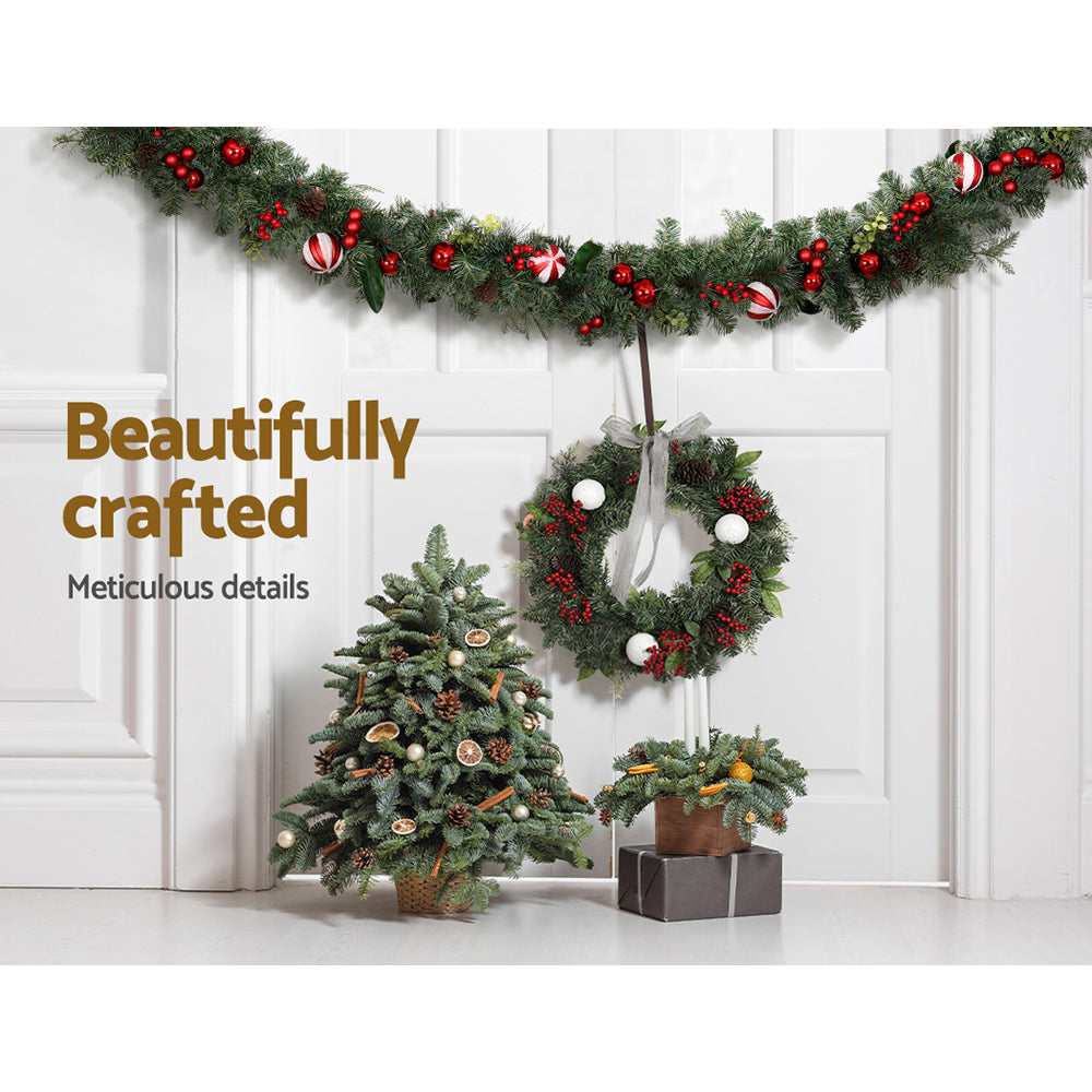 2.7M 9FT Christmas Garland with Ornaments - Green