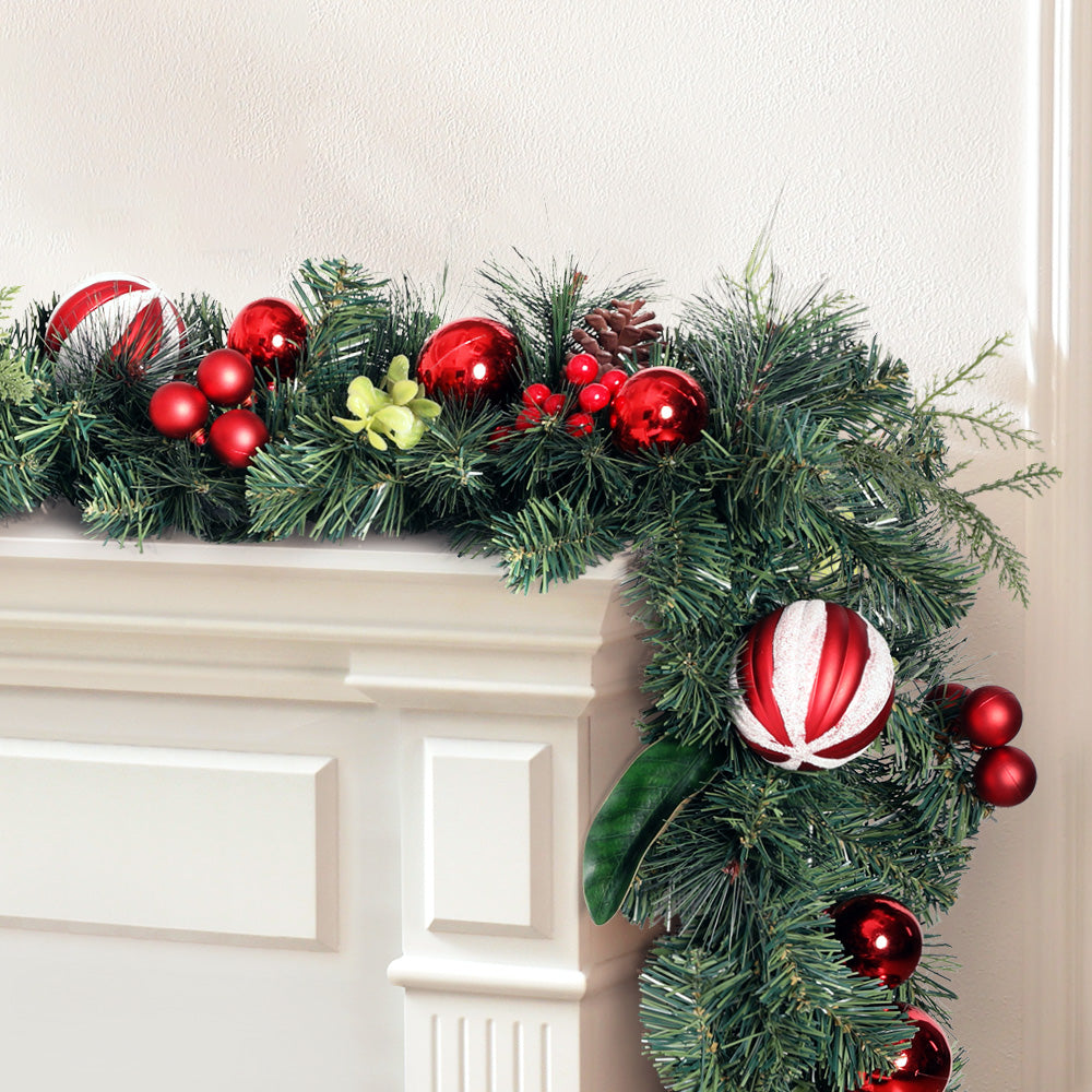 2.7M 9FT Christmas Garland with Ornaments - Green