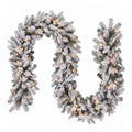 1.8M Christmas Garland 8 Mode LED Snow Frosted Tips Auto Timing